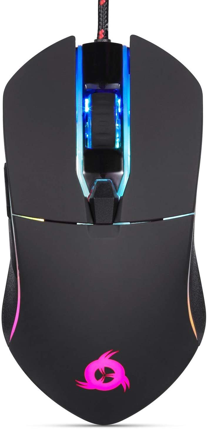 KLIM Aim black Gaming-Maus (kabelgebunden, RGB Computermaus für Rechts- und Linkshänder)