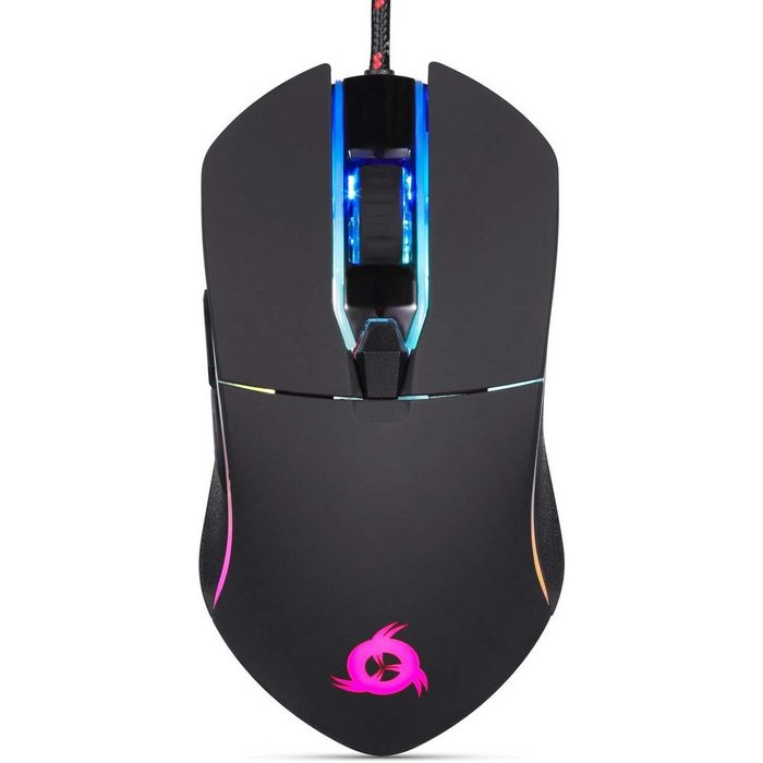 KLIM Aim black Gaming-Maus (kabelgebunden RGB Computermaus für Rechts- und Linkshänder)