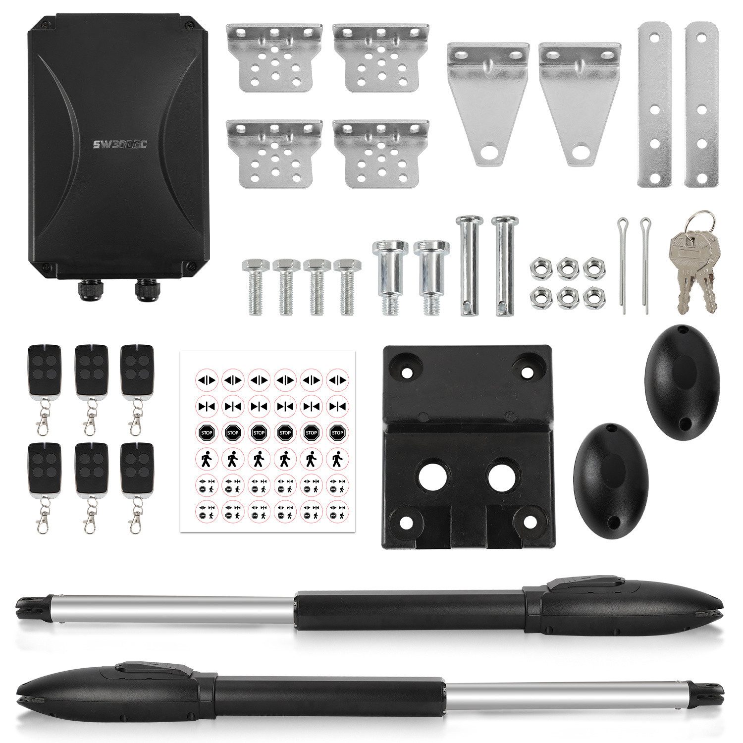 Clanmacy Schiebetorantrieb 2X50W Drehtorantrieb Toröffner Set 600kg Zahnstange Schiebetorantrieb, (mit 2 orangen Schlüssel und 6 Fernbedienung), Betriebene Türen Eisenwaren