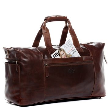 SID & VAIN Reisetasche Leder Weekender Unisex BRISTOLSIDE, Echtleder Reisegepäck für Damen & Herren, Sporttasche XL braun