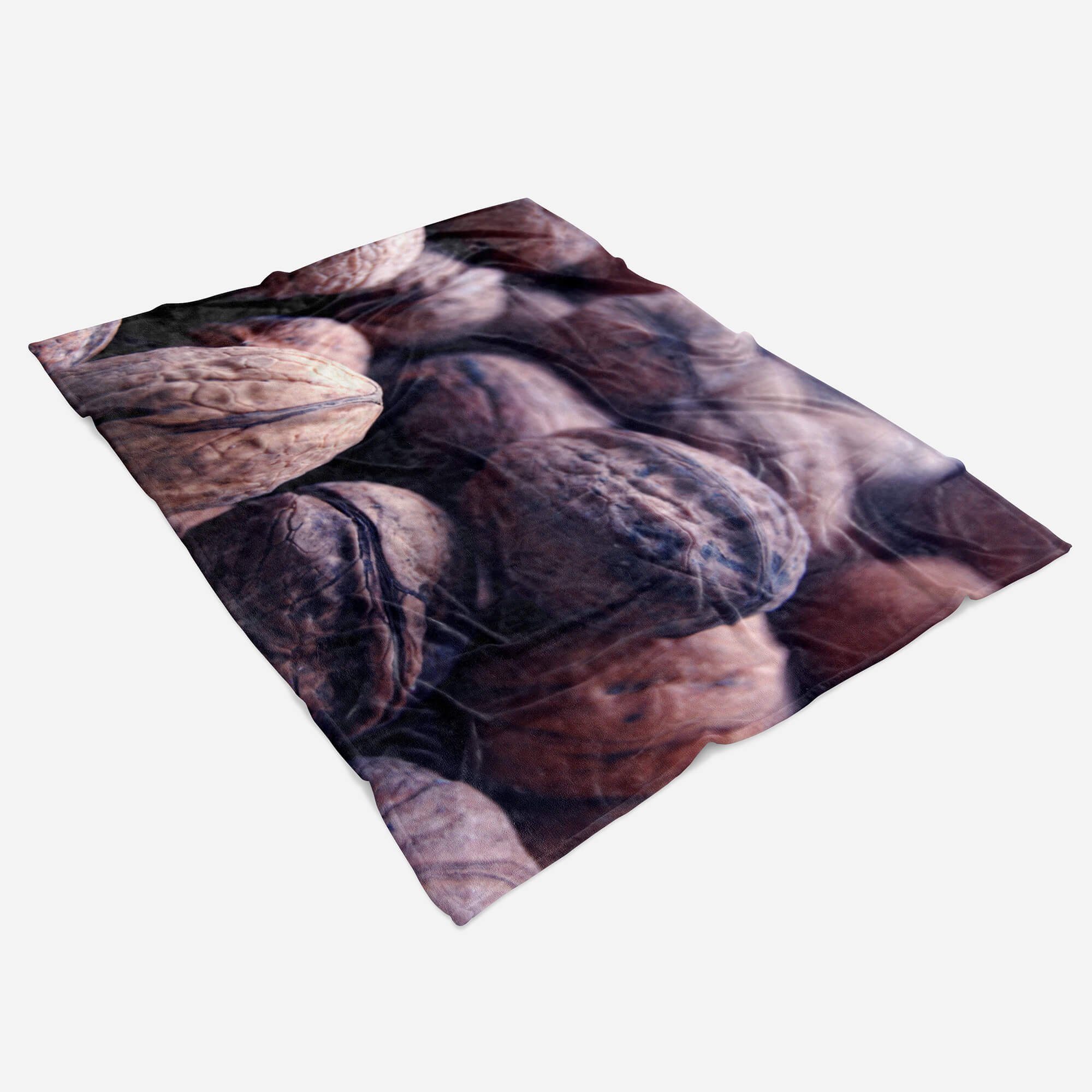 Nu, Kuscheldecke Art Sinus Baumwolle-Polyester-Mix Handtuch Fotomotiv Walnüsse Strandhandtuch (1-St), Handtuch mit Saunatuch Handtücher Schale