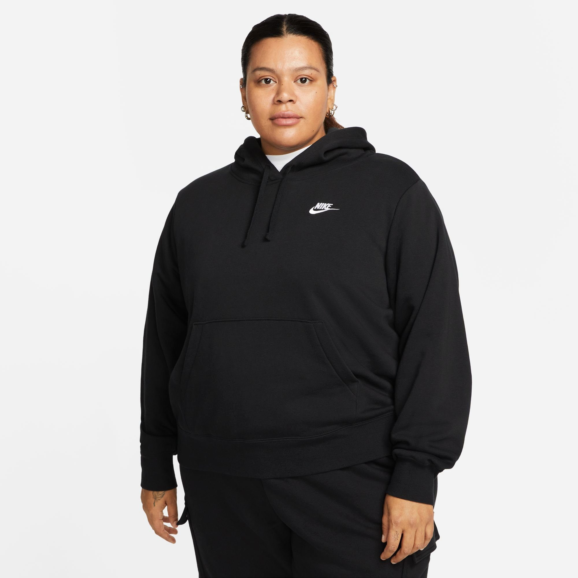Nike Kapuzensweatshirt SIZE) WOMEN'S Sportswear (PLUS FLEECE CLUB BLACK/WHITE PULLOVER HOODIE