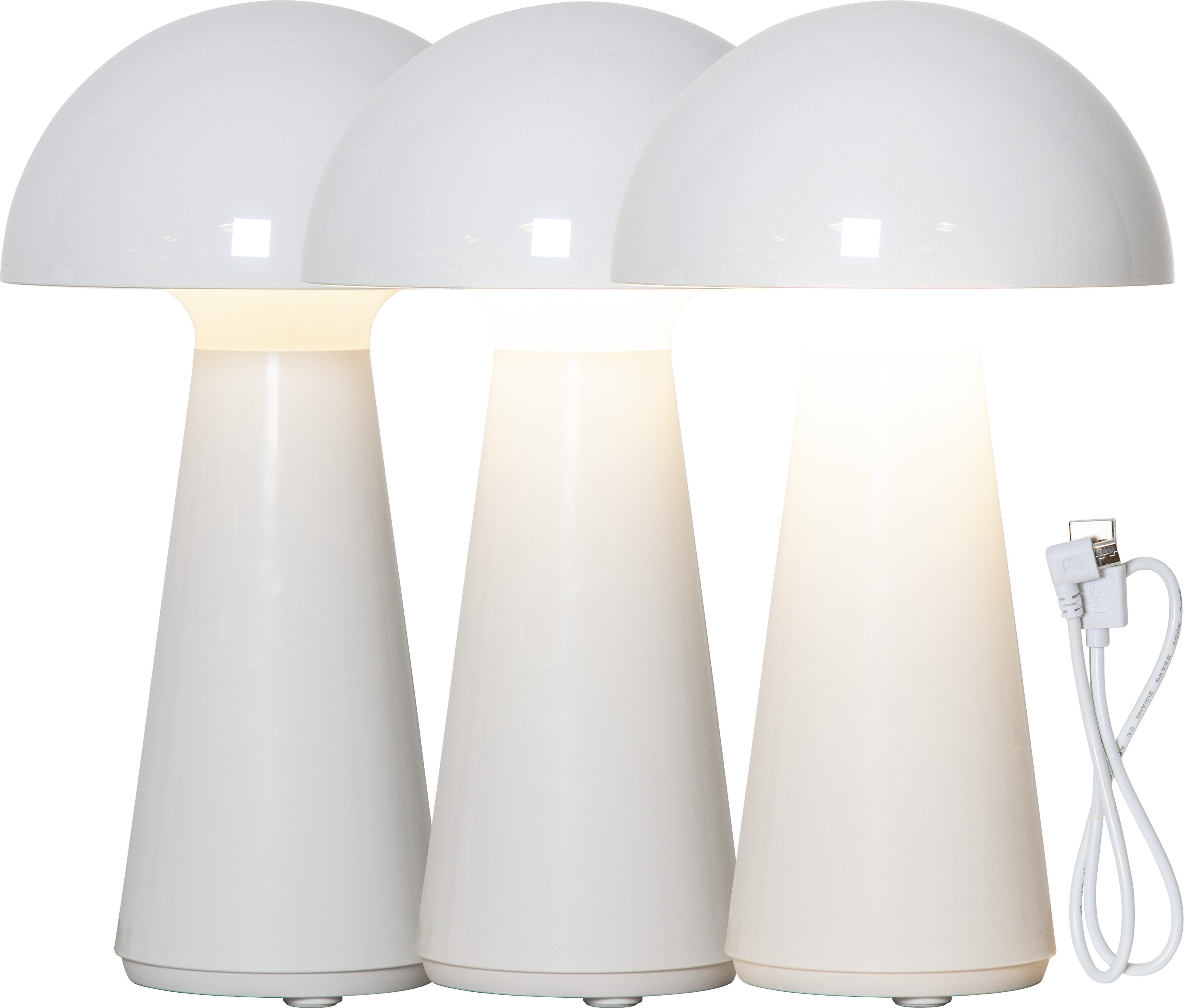 STAR TRADING LED Tischleuchte Tischlampe Mushroom, USB-Anschluss mit Ladefunktion, LED fest integriert, Warmweiß, Akku-Tischleuchte, 3-Stufen-Dimmung, Li-Ion-Akku