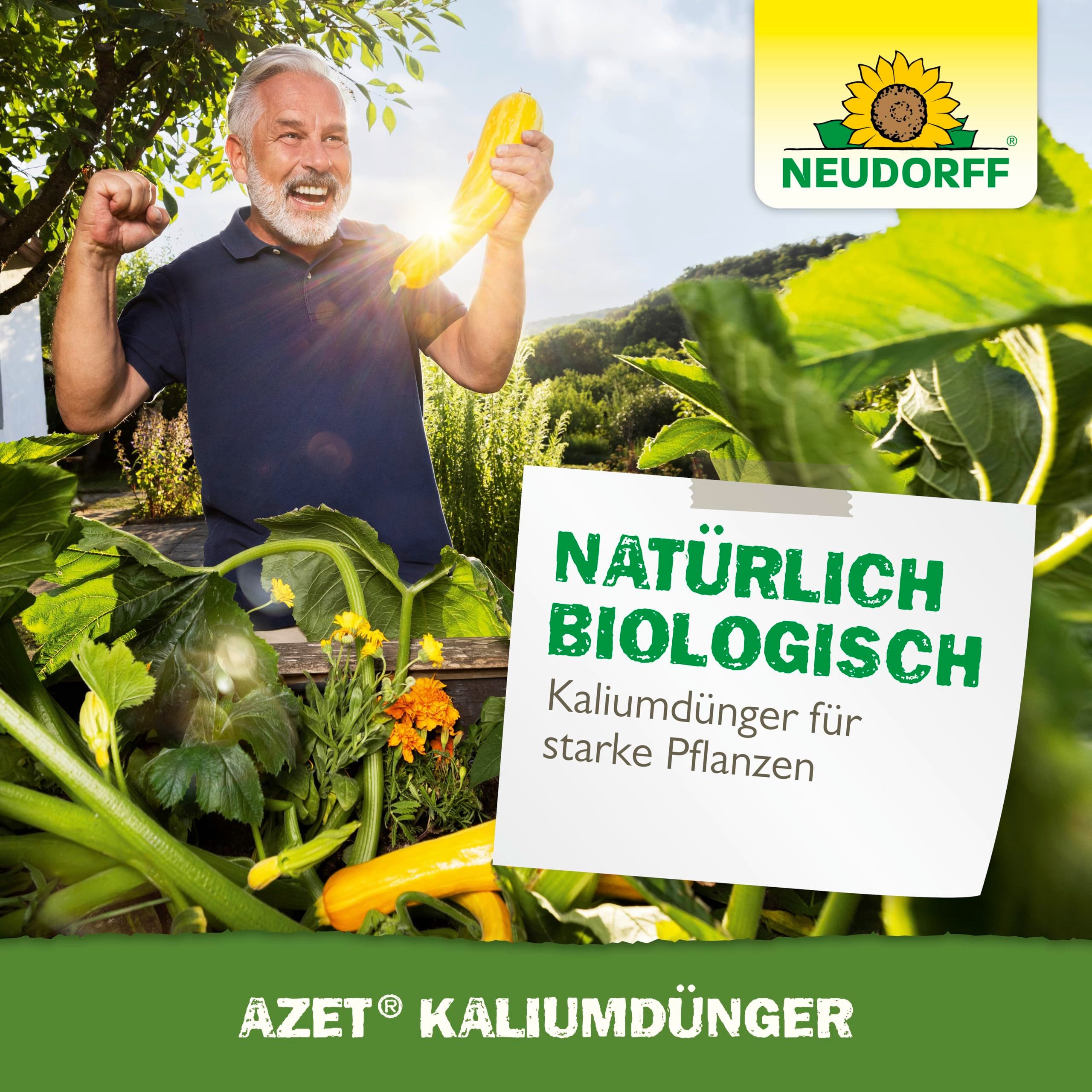 Neudorff Spezialdünger Bio - Azet KaliumDünger 2 kg für 100m², Bio-Dünger gleicht Kaliummangel aus, verbessert Geschmack, Widerstandskraft und Lagerfähigkeit, für alle Gartenpflanzen