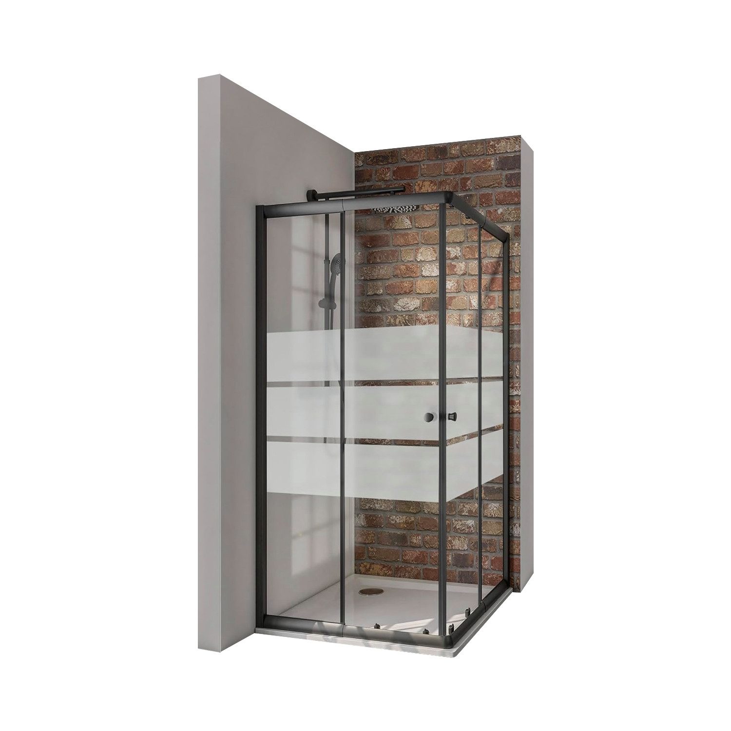 Schulte Eckdusche Sunny, variabler Verstellbereich 75x75 - 90x90 cm, Höhe: 180 cm, BxT: 90x90 cm, 4 mm Sicherheitsglas, Schiebetüren, Eckeinstieg, Dekor Depoli light