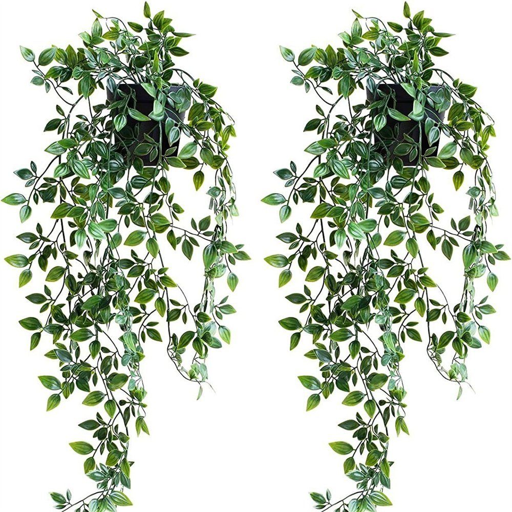 Kunstpflanze Künstliche Pflanzentöpfe, Simulation von Rattan-Dekorationsgrün, Rouemi, 2 Stück( 65cm lang, 20cm breit)