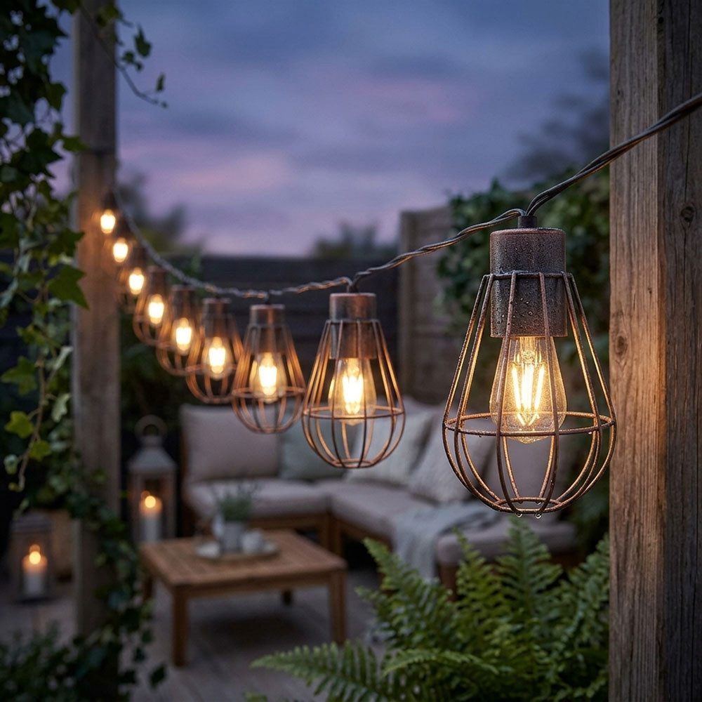 NOWA LED Solarleuchte, LED-Leuchtmittel fest verbaut, Warmweiß, LED Solar Lichterkette Aussen Solarlampe Garten Dekoration
