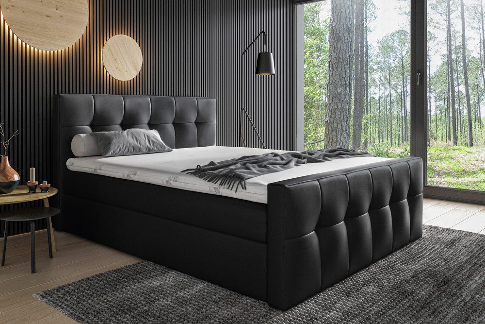 99rooms Boxspringbett Tango (Schlafzimmerbett, Bett), mit Taschenfederkern Matratze und Topper, Bettkasten, mit Steppung