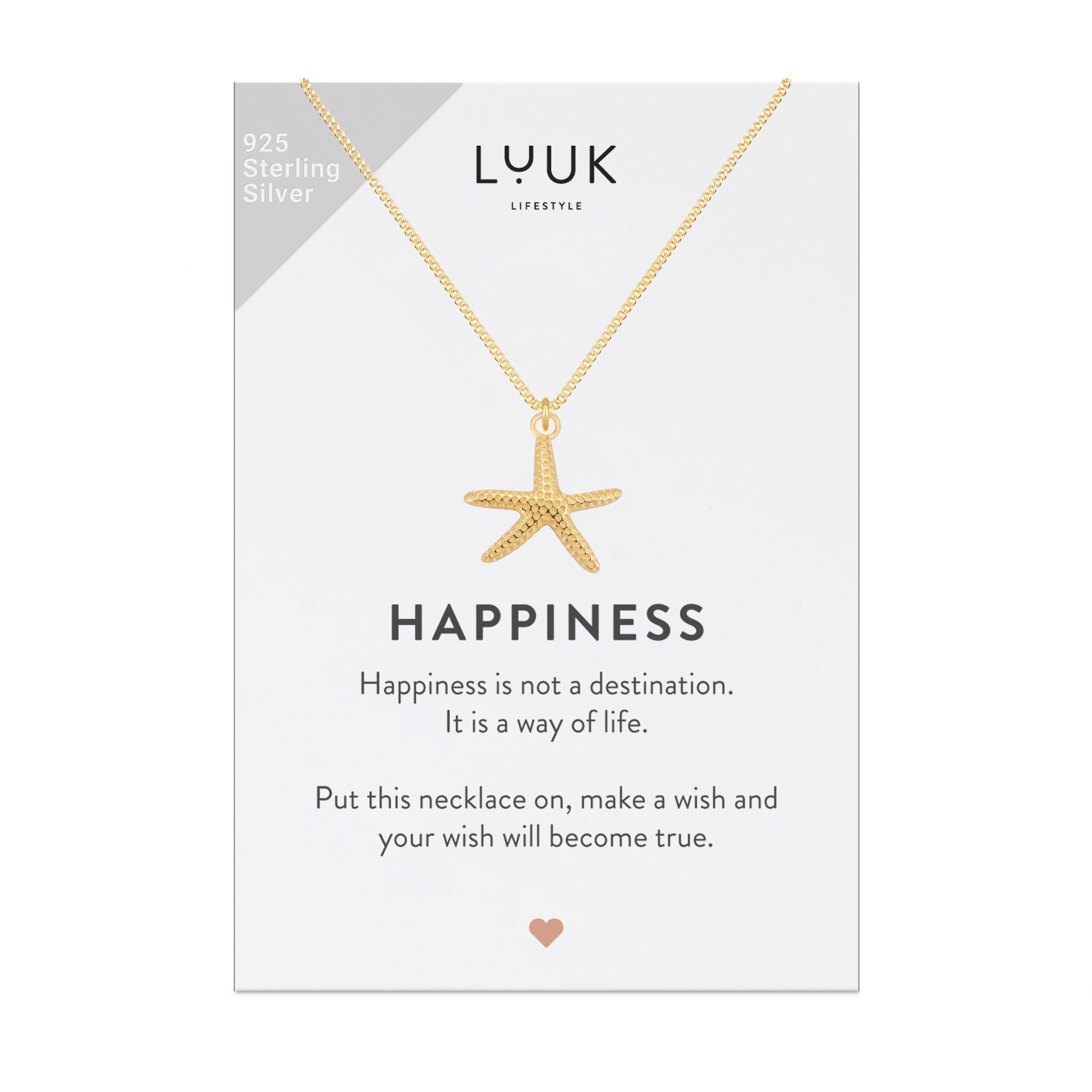 LUUK LIFESTYLE Silberkette Seestern, Geschenkidee Schmuck für Frauen, Mädchen Gold