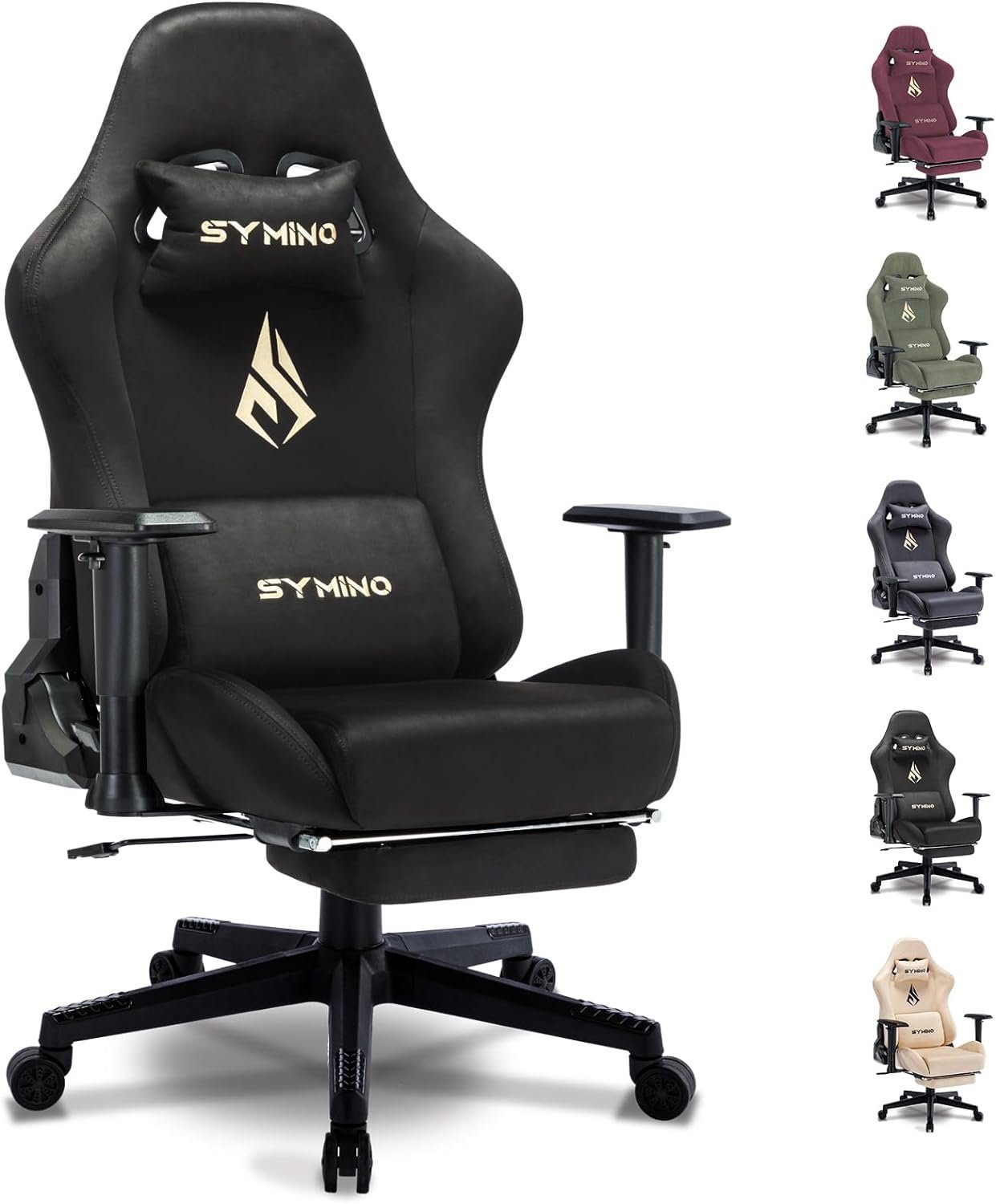 symino Gaming Chair (Ergonomischer Burostuhl,Schreibtischstuhl mit Verstellbarer Sitz), Racing stuhl ergonomischer gaming stuhl fußstütze bürostuhl pu-leder
