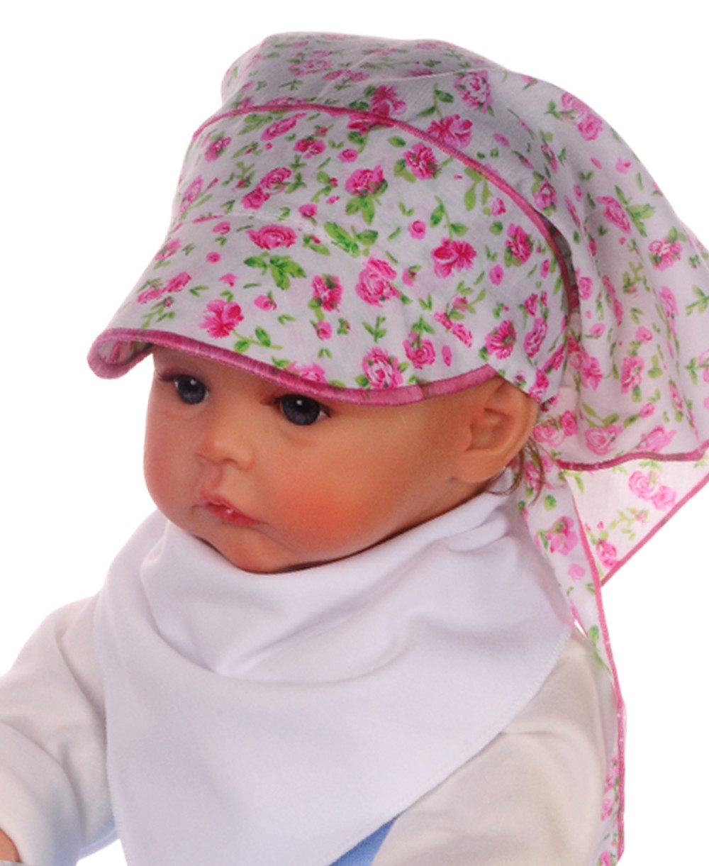 La Bortini Kopftuch Baby und Kinder Sommer Mütze Bandana Tuch mit Blumen, leicht, gemustert, Universelle Größe dank Bindebändern