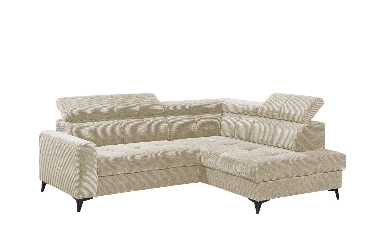 ED EXCITING DESIGN Ecksofa Bavaro, mit elektrischer Sitztiefenverstellung, Kopflehnen,USB-Anschlüsse