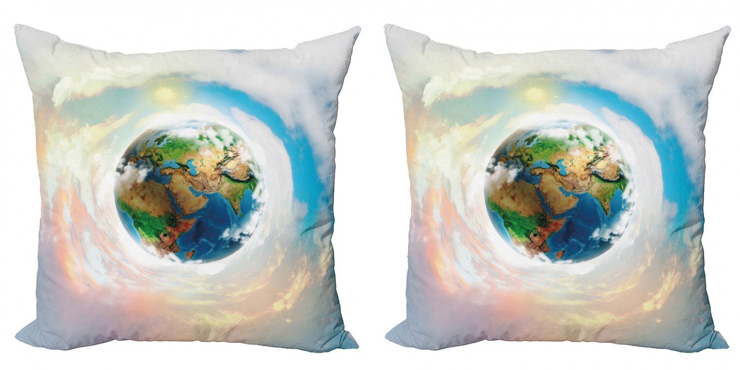 Kissenbezüge Modern Accent Doppelseitiger Digitaldruck, Abakuhaus (2 Stück), Erde Vibrant Planet Kontinente