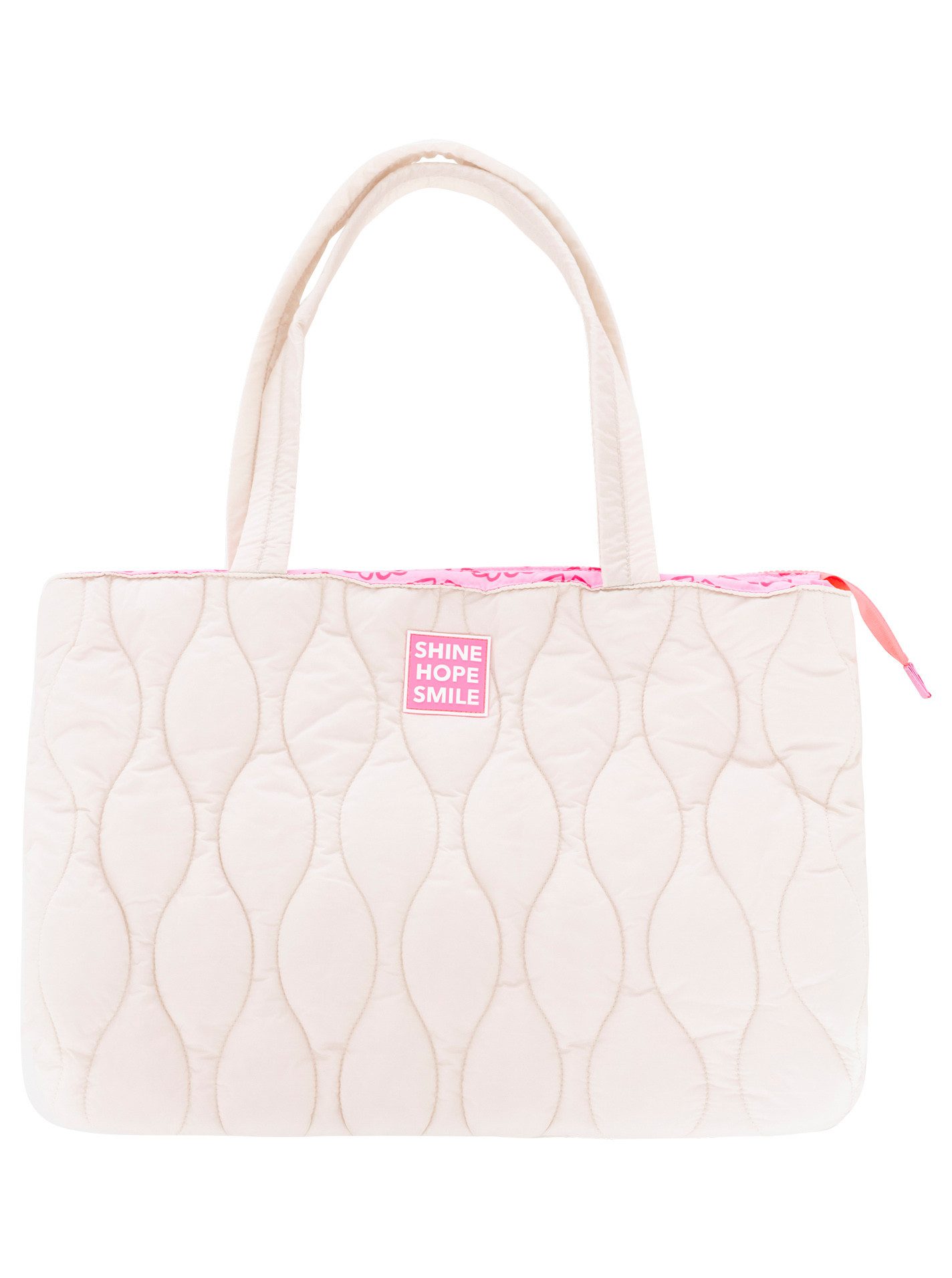 Zwillingsherz Shopper "Steppung & Patch", Steppung, langer Schulterriemen, Patch, Innenfutter mit Herzmuster