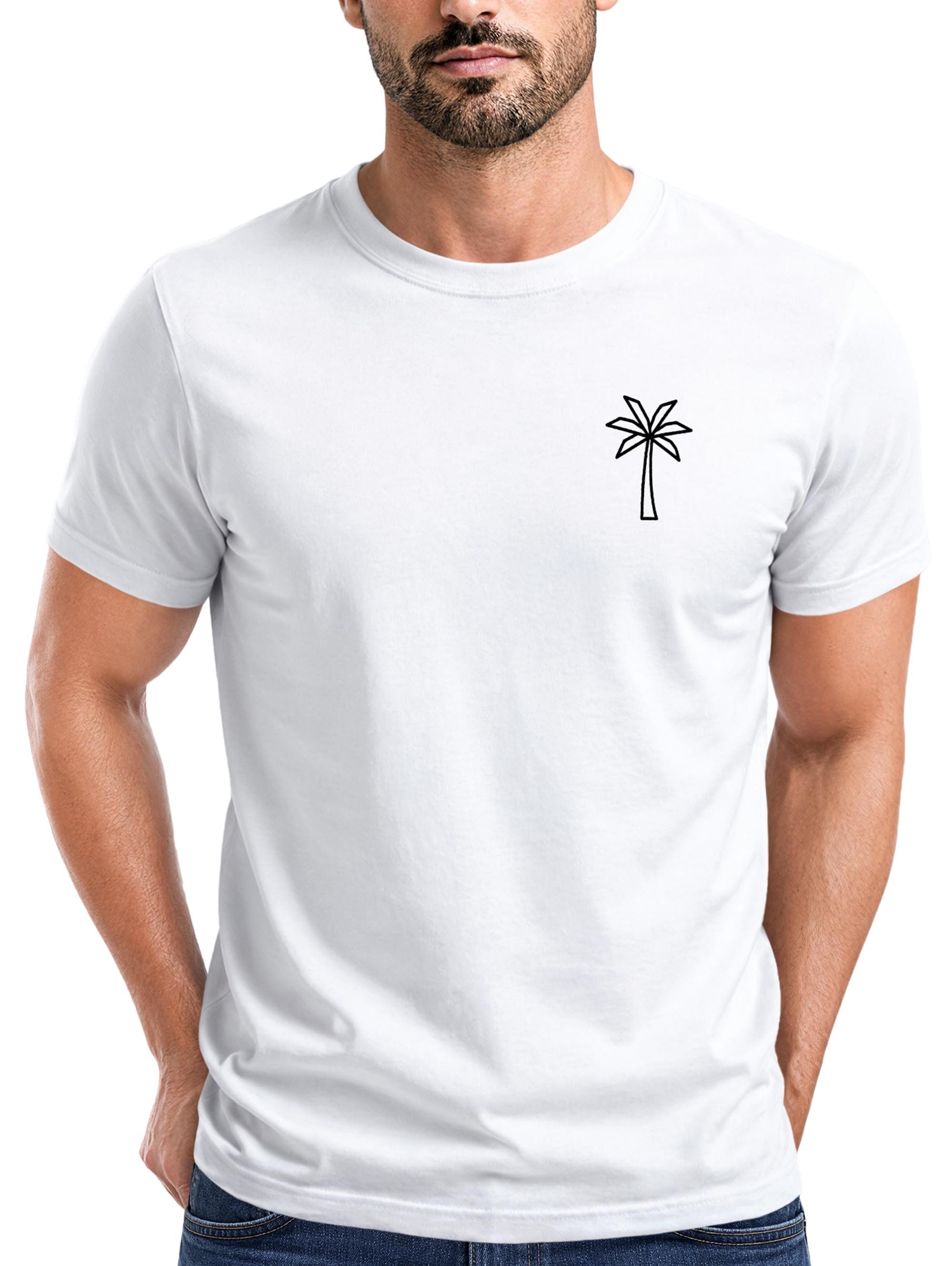 Neverless Print-Shirt Herren T-Shirt Palme Print Logo Aufdruck Sommer Fashion Printshirt mit Print