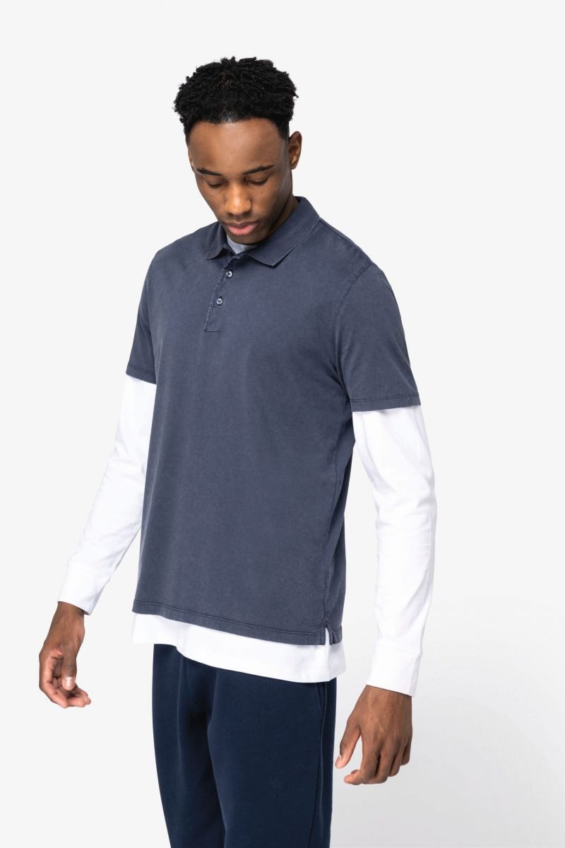 Native Spirit Poloshirt Umweltfreundliches ausgewaschenes Herren-Polohemd aus Jersey