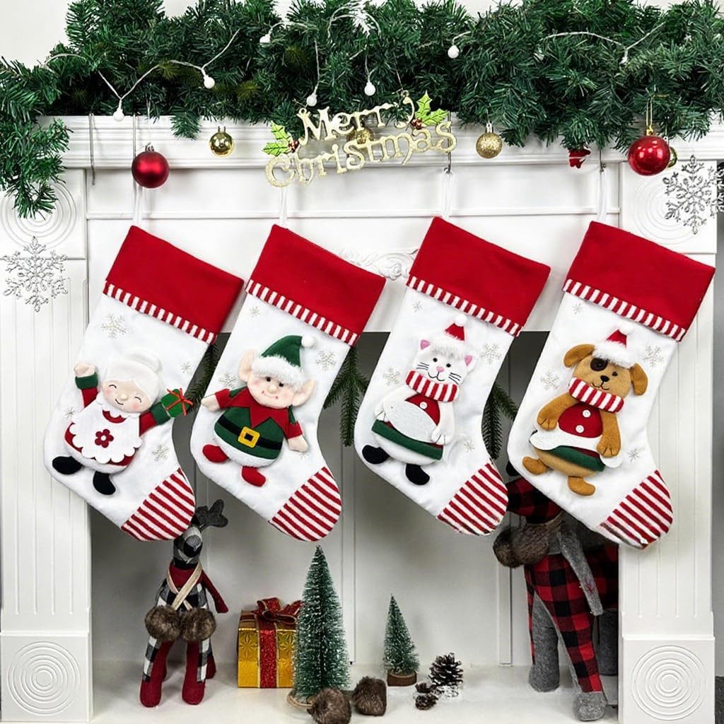 CLTYQ Dekohänger Große Weihnachtsstrümpfe Set,3D Weihnachtsfiguren günstig online kaufen