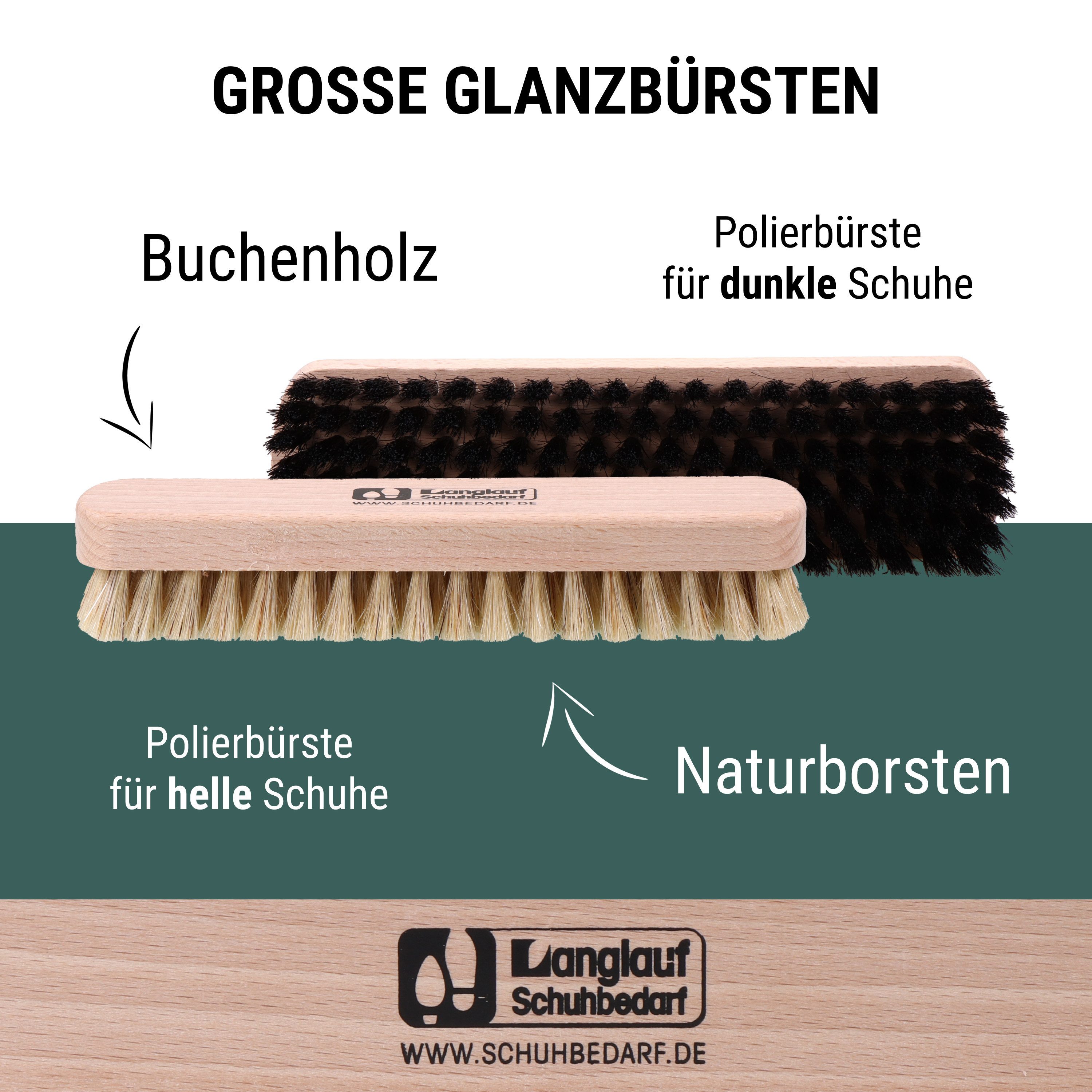 Langlauf Schuhbedarf Reinigungsbürsten-Set Schuhputzset II – 9-teiliges Schuhbürsten Set für Glatt- & Rauleder – Bild 3 von 5