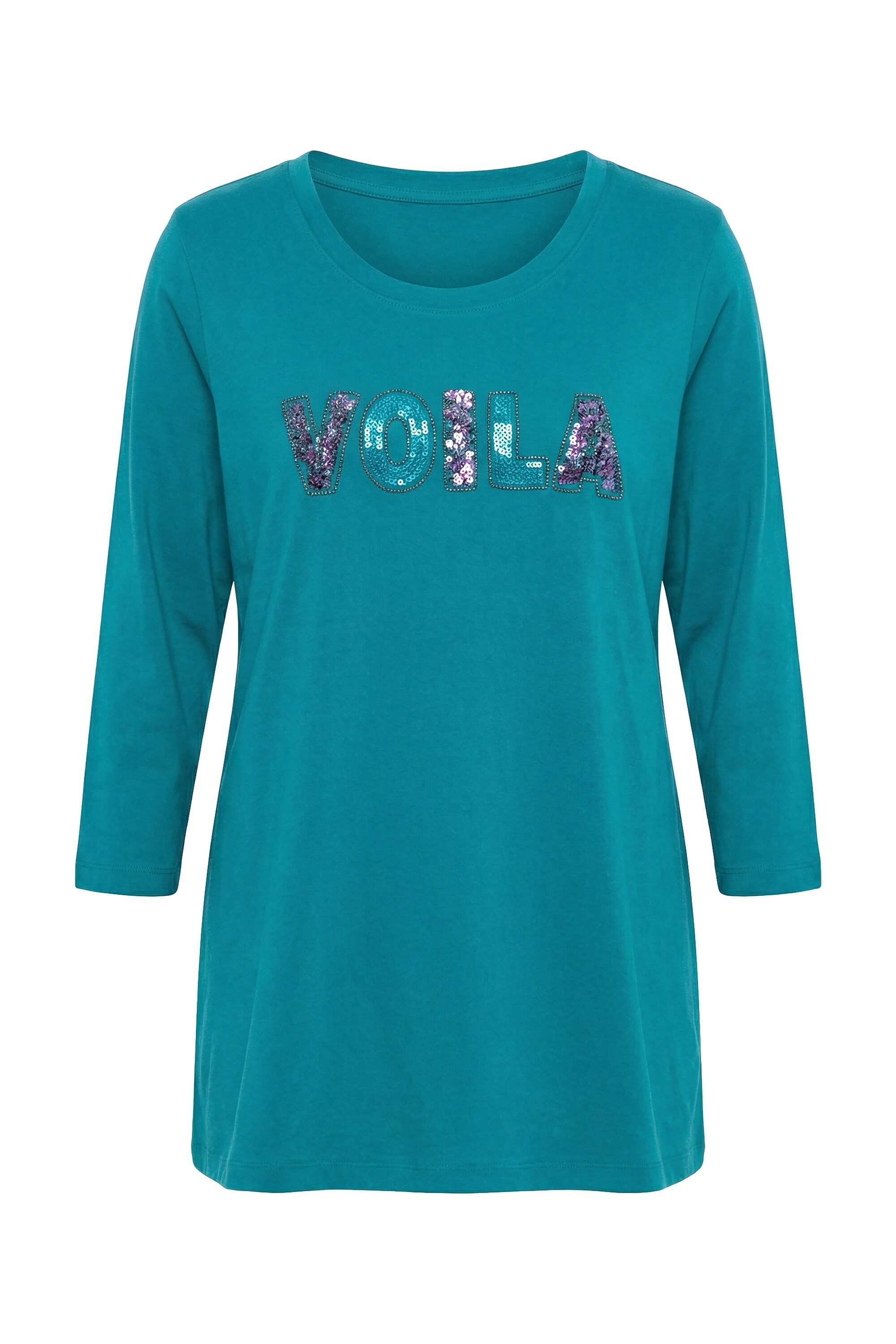 MIAMODA T-Shirt T-Shirt A-Linie VOILA Applikation 3/4-Ärmel günstig online kaufen