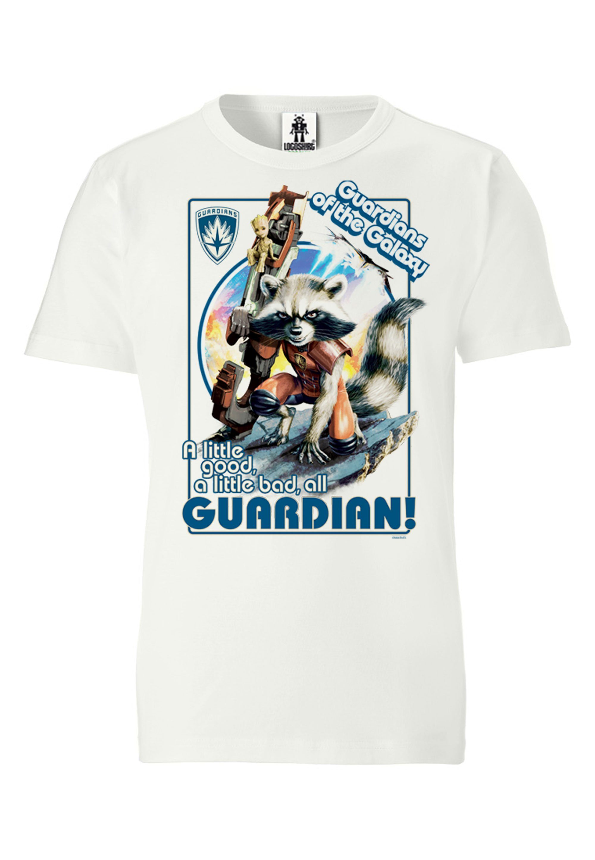 LOGOSHIRT T-Shirt Guardians of the Raccoon Galaxy Rocket Rocket-Print mit 