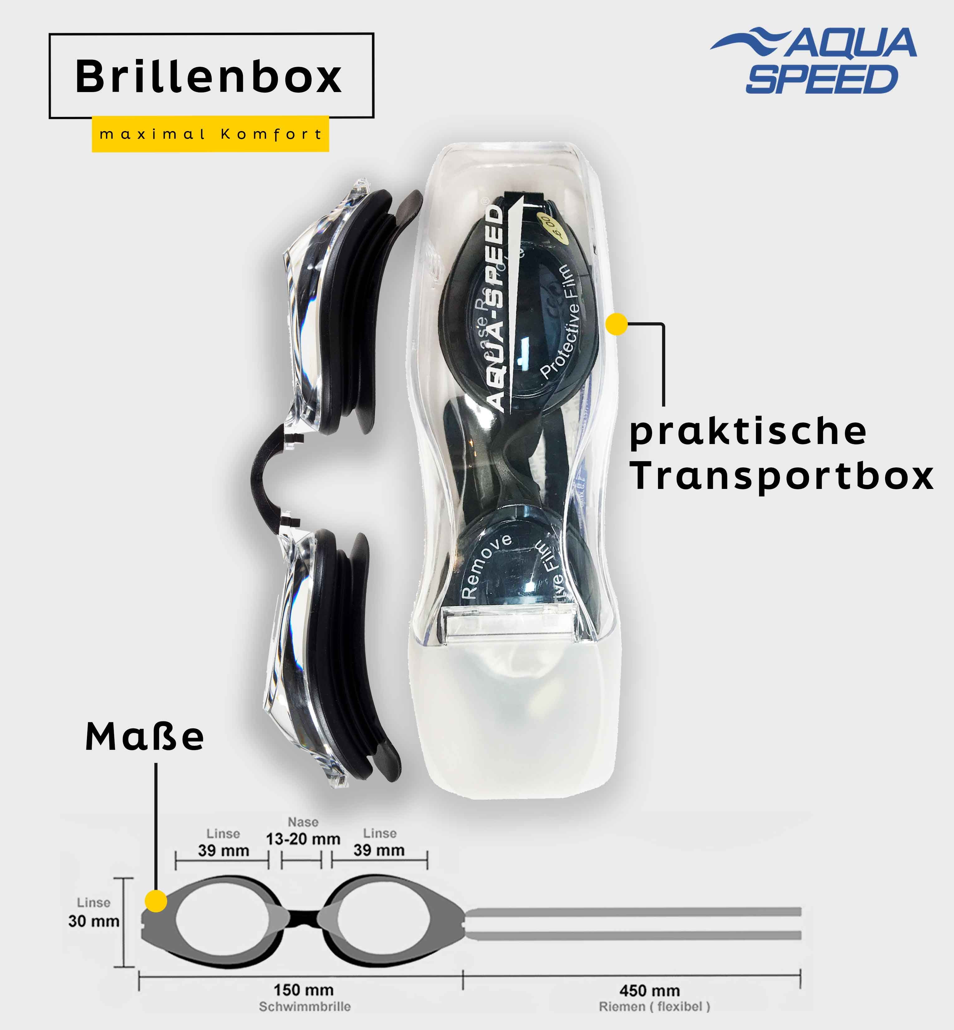 Aqua Speed Schwimmbrille mit Sehstärke für Kurzsichtige Dioptrien: -5.5 inkl. Box, (Lumina schwarz getönte Gläser -5,5), Robuste Verarbeitung für regelmäßiges Training