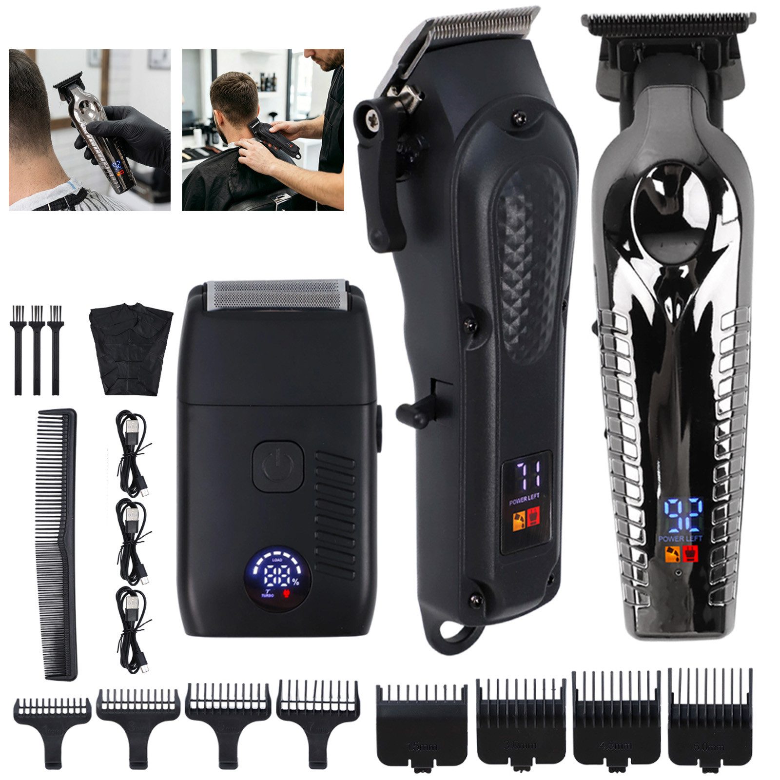 AKKEE Haarschneider Haarschneidemaschine Profi, Haarschneider 2 in 1 Set, Bartschneider, Elektrischer Haarschneider Haircut Kit, 3 Modi, mit Schürze