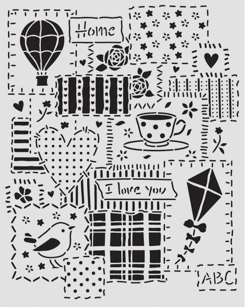 Stamperia Malschablone Schablone Family - Patchwork, 20 x 25 cm