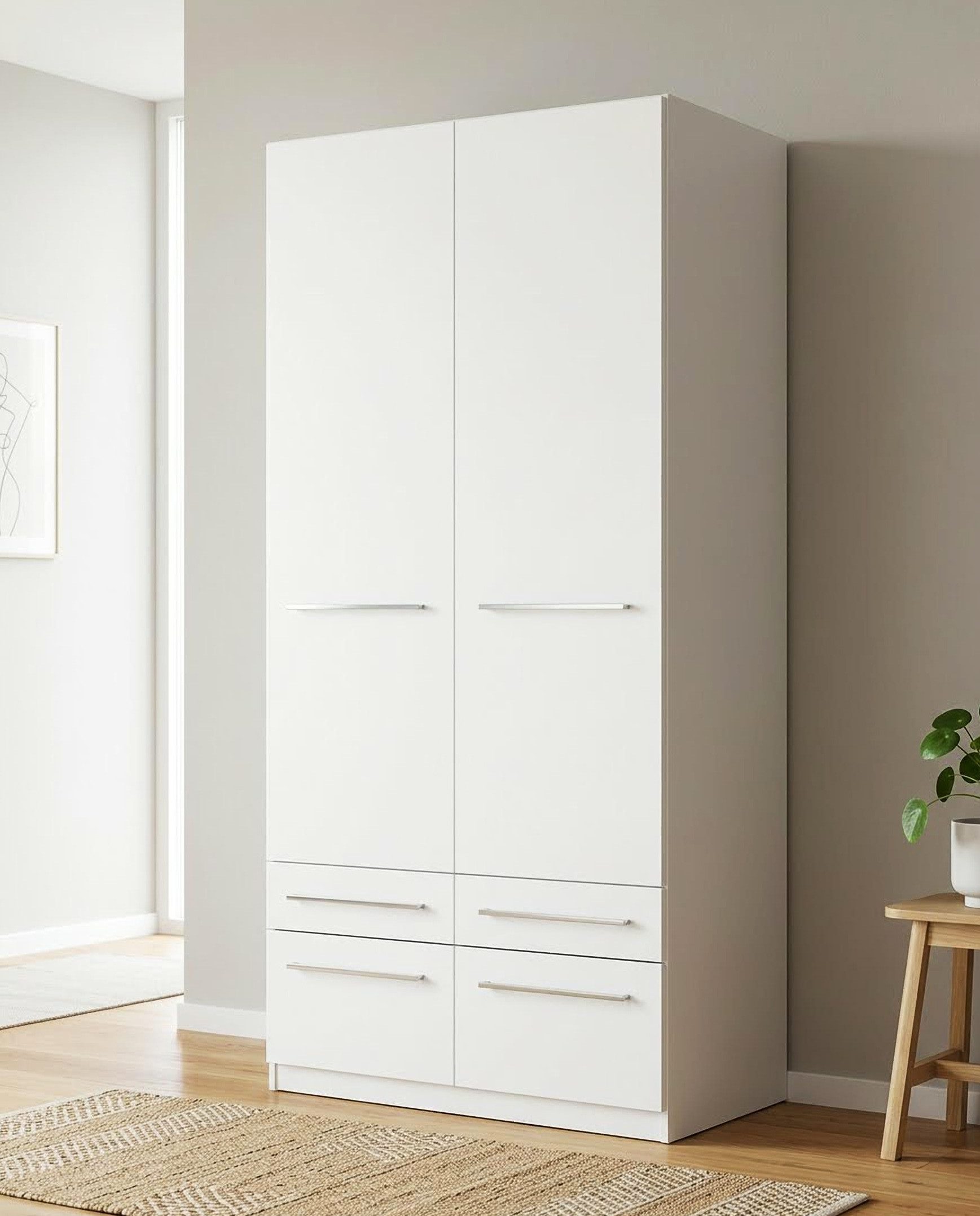 priess Kleiderschrank Schrank Garderobe Wäscheschrank Barcelona in 5 Breiten viel Stauraum, geräumige Schubkästen, mit Spiegel, MADE IN GERMANY – Bild 2 von 5