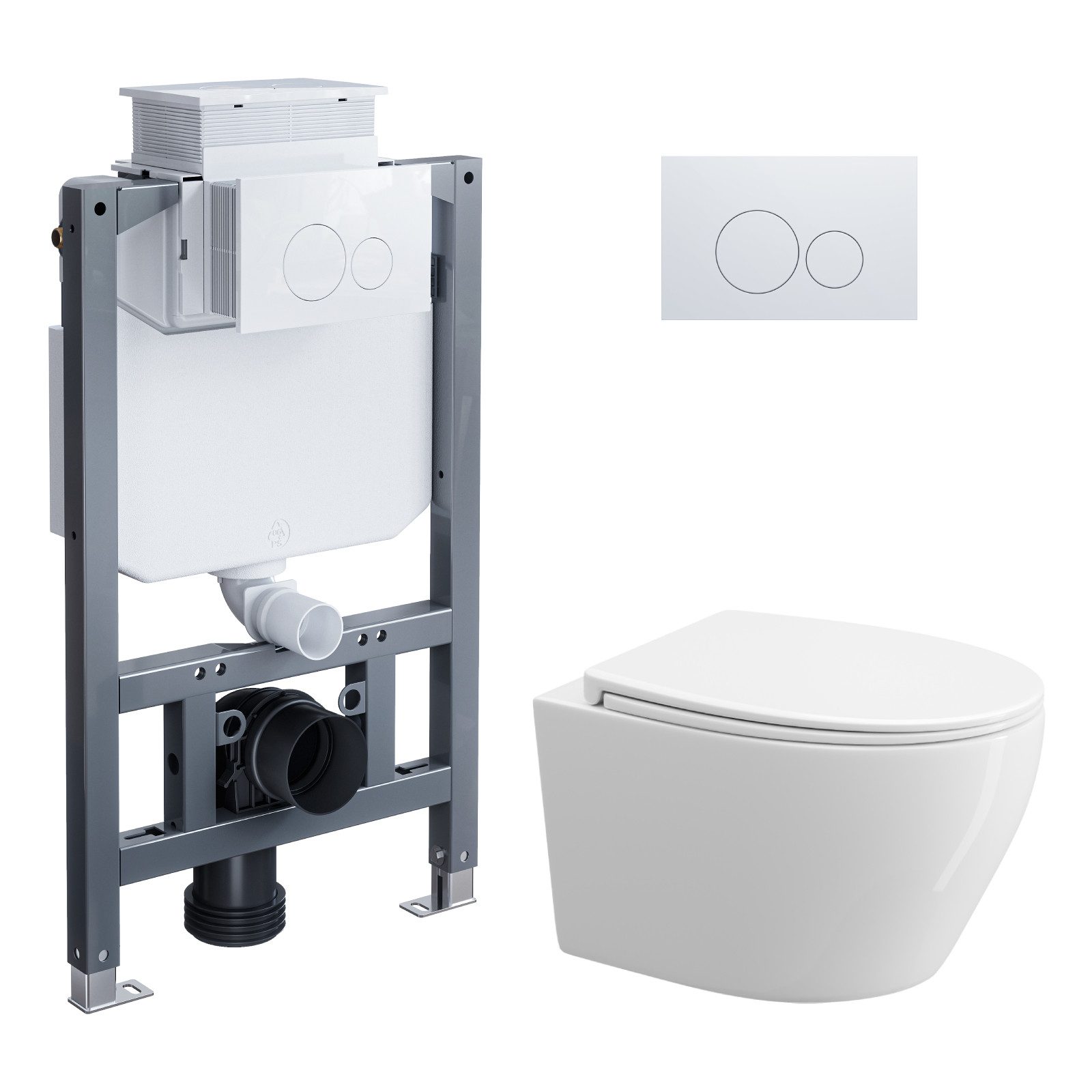 HOROW Vorwandelement WC WC-Komplettset Spülkasten hänge WC Set, wc Komplett Set, 2-Mengen-Spulung