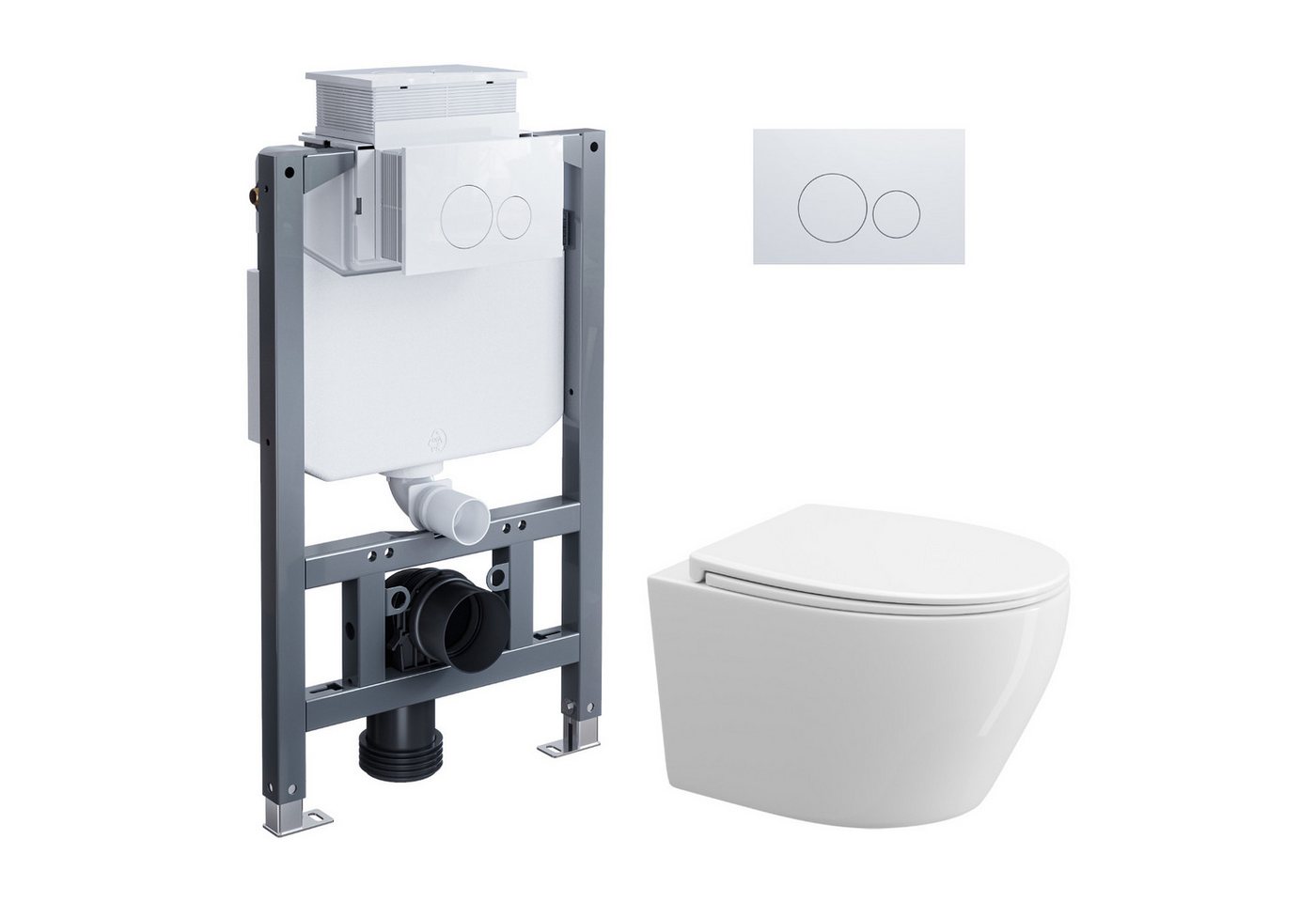 HOROW Vorwandelement WC WC-Komplettset Spülkasten hänge WC Set, wc Komplett Set, 2-Mengen-Spulung