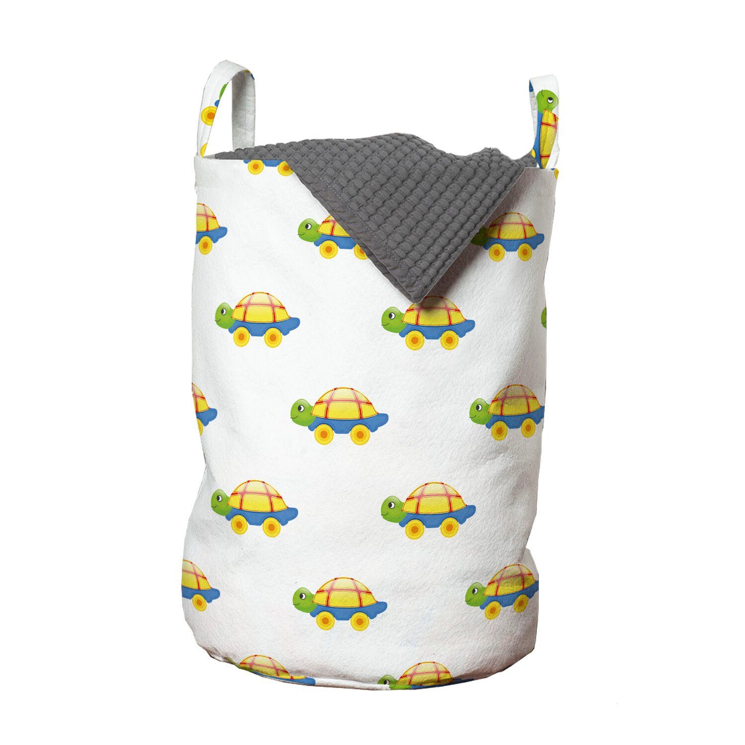 Abakuhaus Wäschesäckchen Wäschekorb mit Griffen Kordelzugverschluss für Waschsalons, Schildkröte Wiederholte Tier auf Rädern | Wäschesäcke