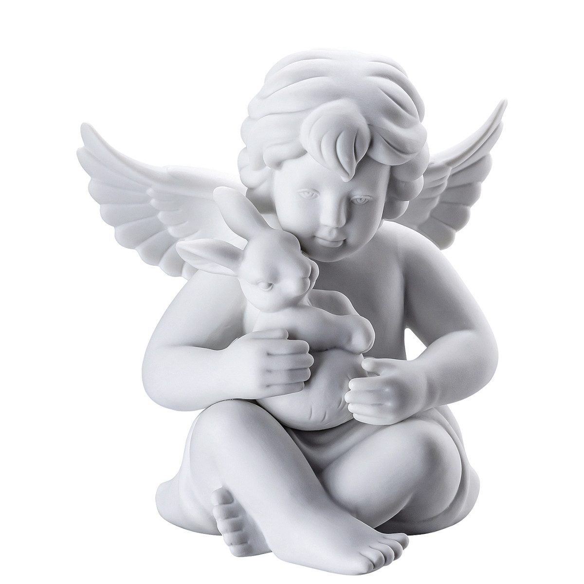 Rosenthal Dekofigur Engel mit Hase gross weiss matt 14 cm, Figuren