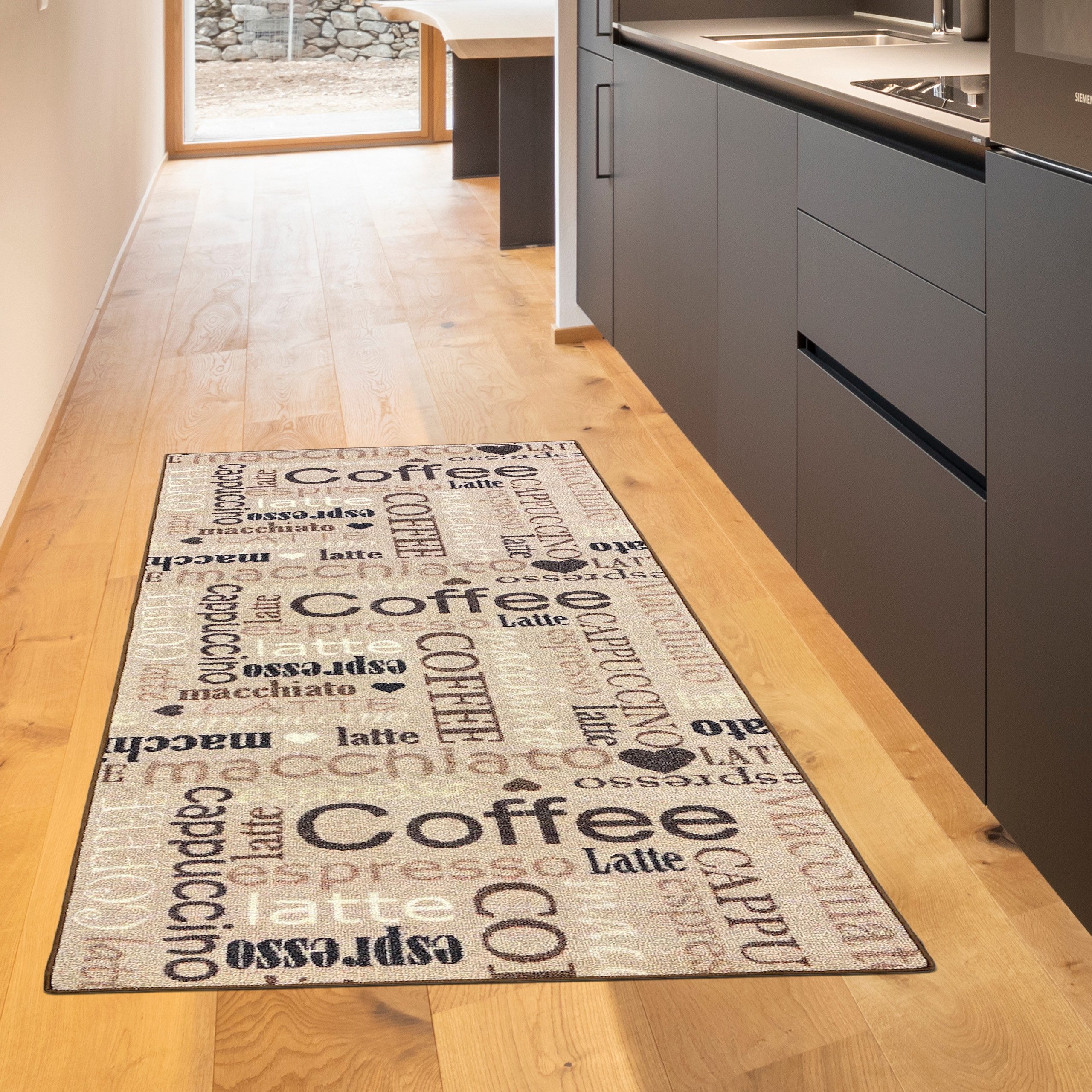 TeppichHome24 Teppich Stilvoller Läufer mit Latte-Motiv – Rutschfester Tepp günstig online kaufen