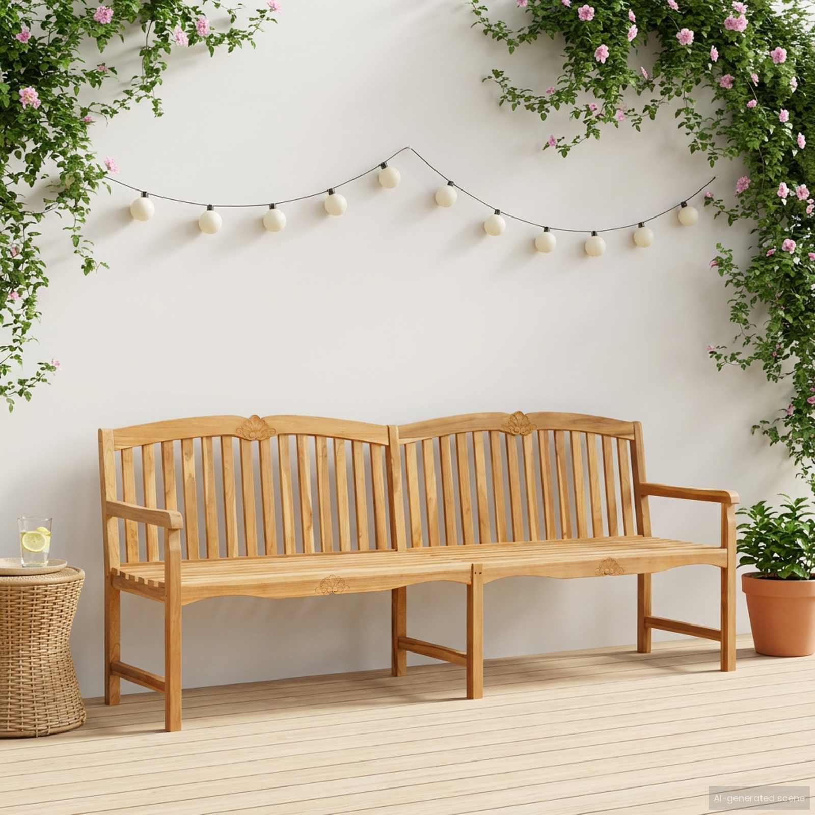 vidaXL Gartenbank Handgefertigte Rosenbank 228 x 61 x 94,5 cm Massivholz (1-St)