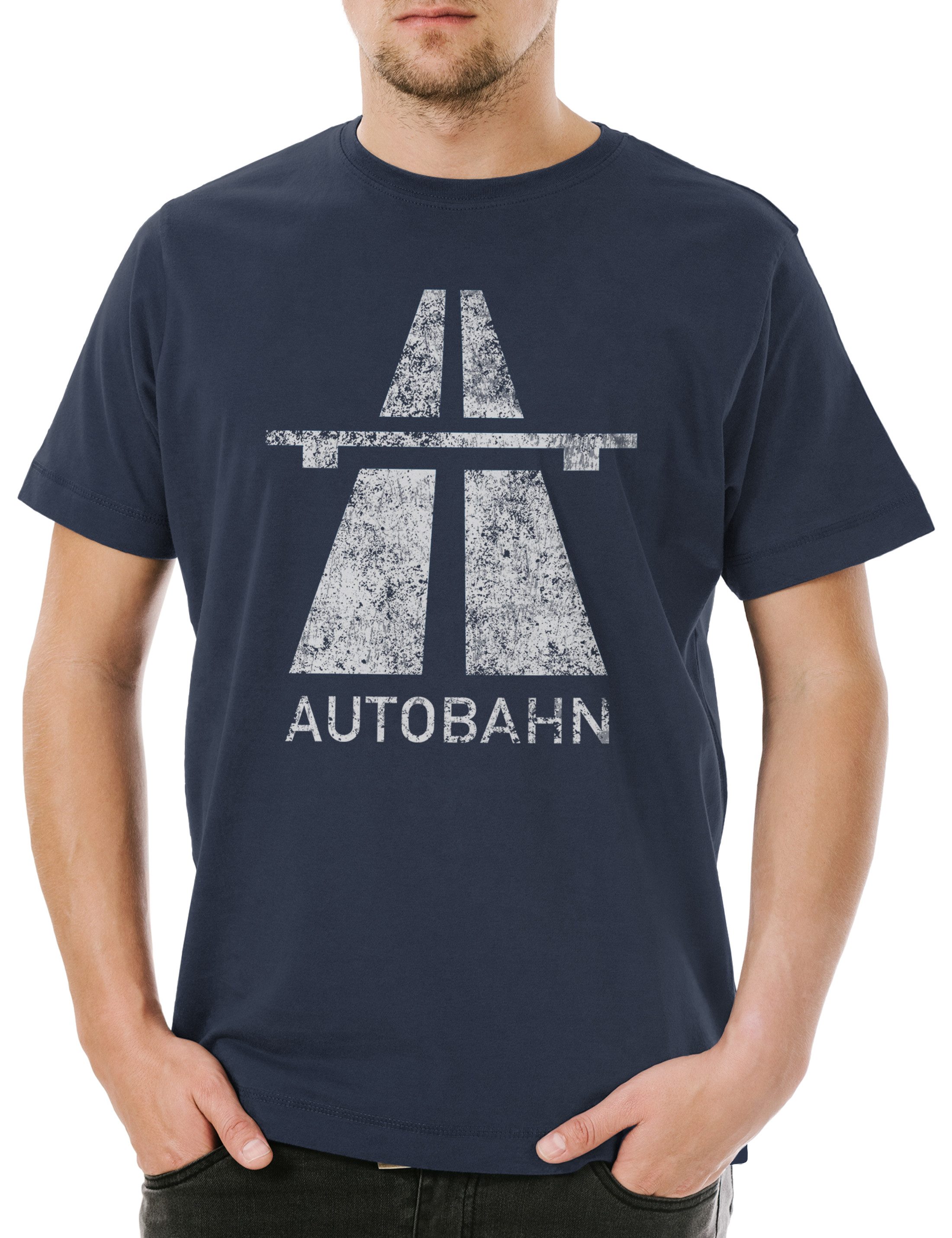 Print-Shirt Autobahn Herren T-Shirt Techno Acid Indie Sign Schild Road Elektro Pop