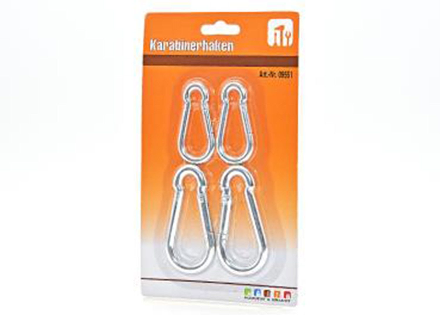 HundB Wandhaken 4er Set Karabiner Haken Metall Schwarz 60mm 80mm, (Mehrteiliges Set, 4-St., 4-teilig), Karabinerhaken Schnapphaken Haken Verschluss Clip Befestigungselement