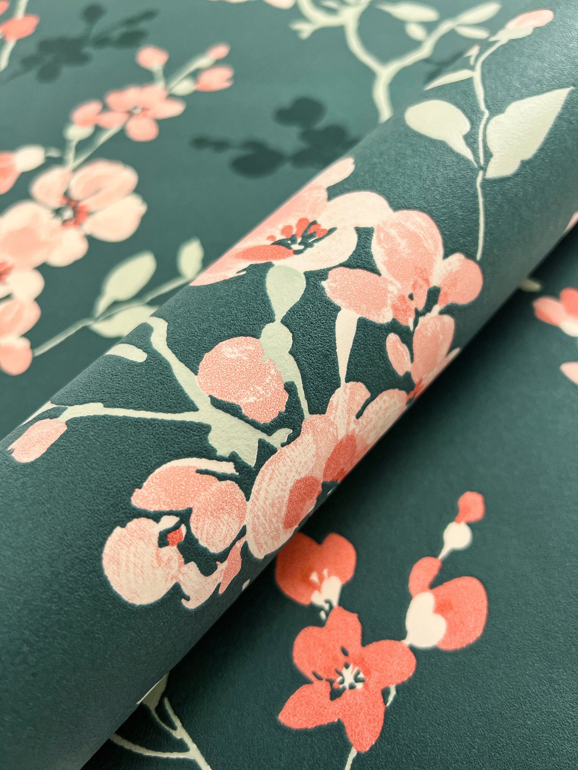 Newroom Vliestapete, Petrol Tapete Floral Blumen günstig online kaufen