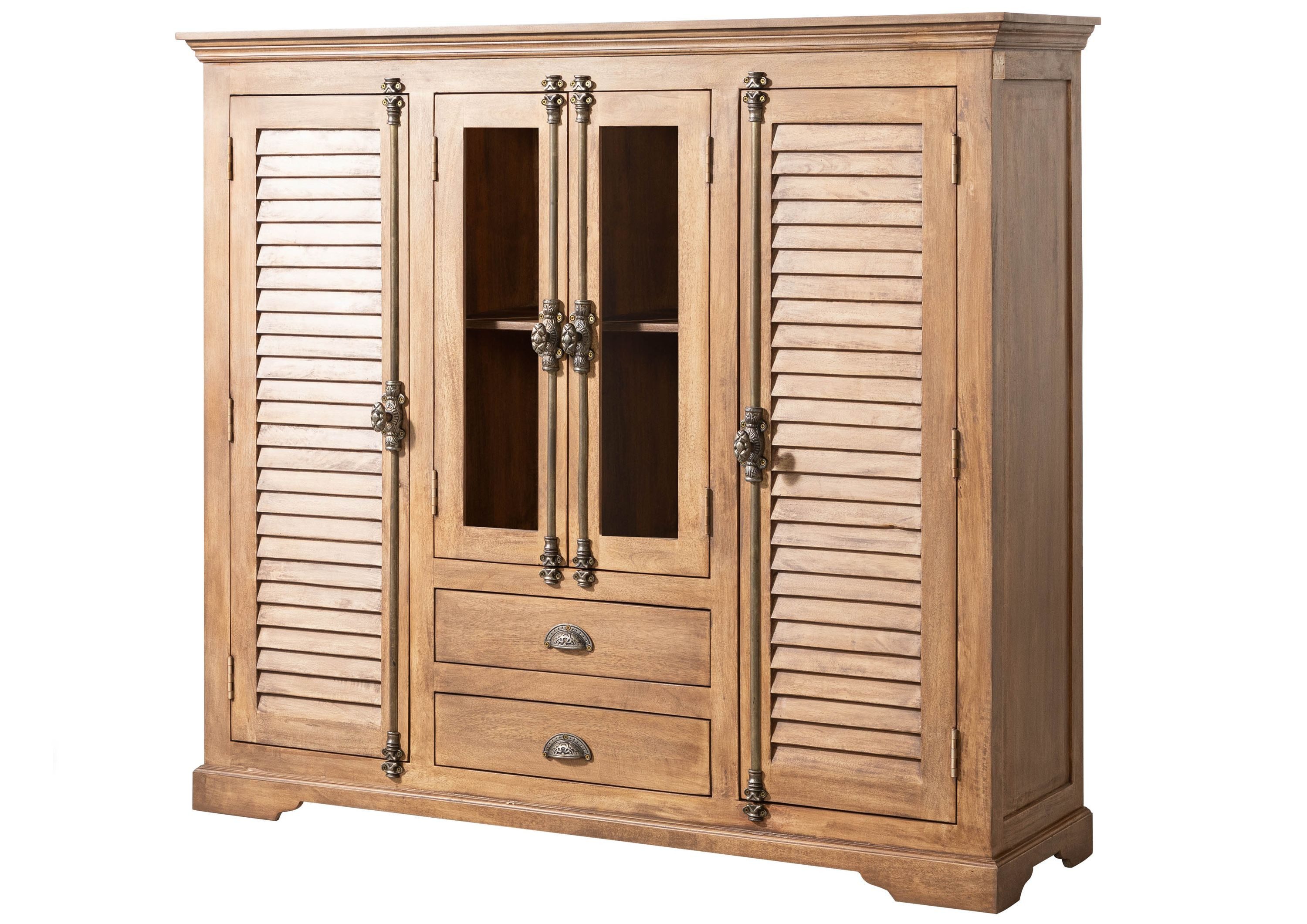 Massivmoebel24 Highboard TOULOUSE Mango Massivholz beige (Massivholz montiert 89 kg TOULOUSE #15), Mango 160x45x142 cm beige geölt