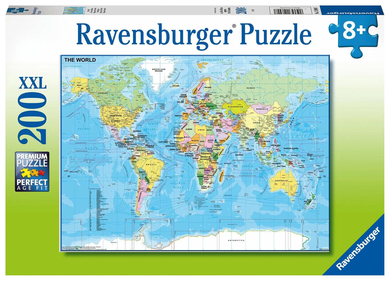 Ravensburger Puzzle Ravensburger Kinderpuzzle - 12890 Die Welt - Puzzle-Weltkarte für..., 200 Puzzleteile