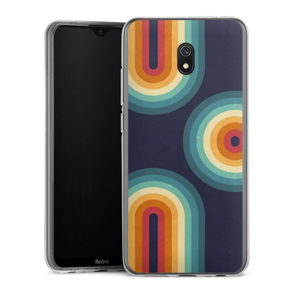 Handyhülle Retro bunt Regenbogen Double Rainbow on Blue