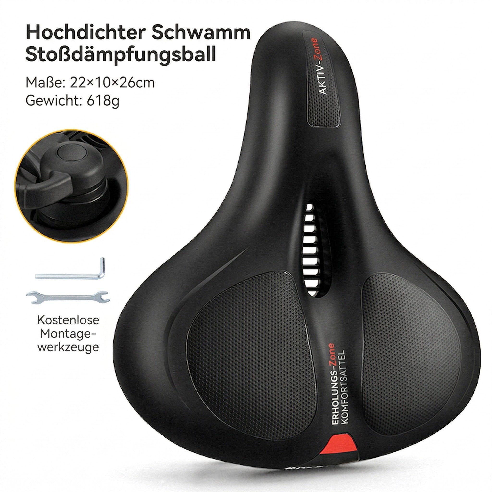 ROCKBROS Fahrradsattel Fahrradsattel,Komfort, wasserdicht & stoßdämpfend, Ergonomisches Design