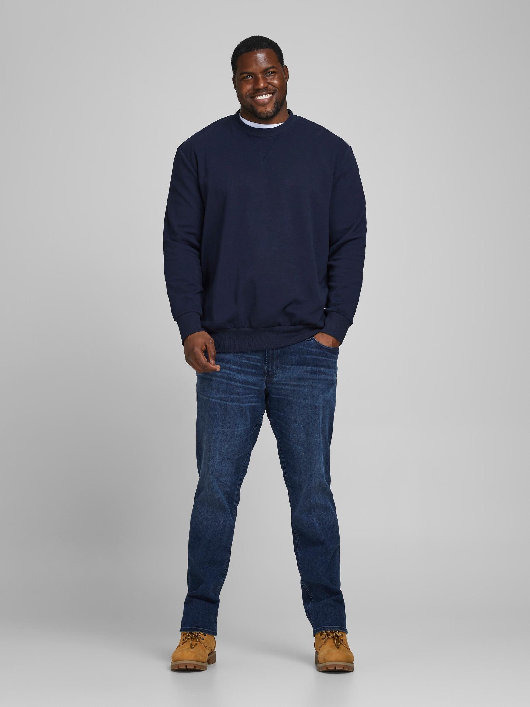 Jack Basic Navy Jones 4832 Pullover Sweatshirt Size in & Sweatshirt JJEBASIC Übergröße Plus Sweater