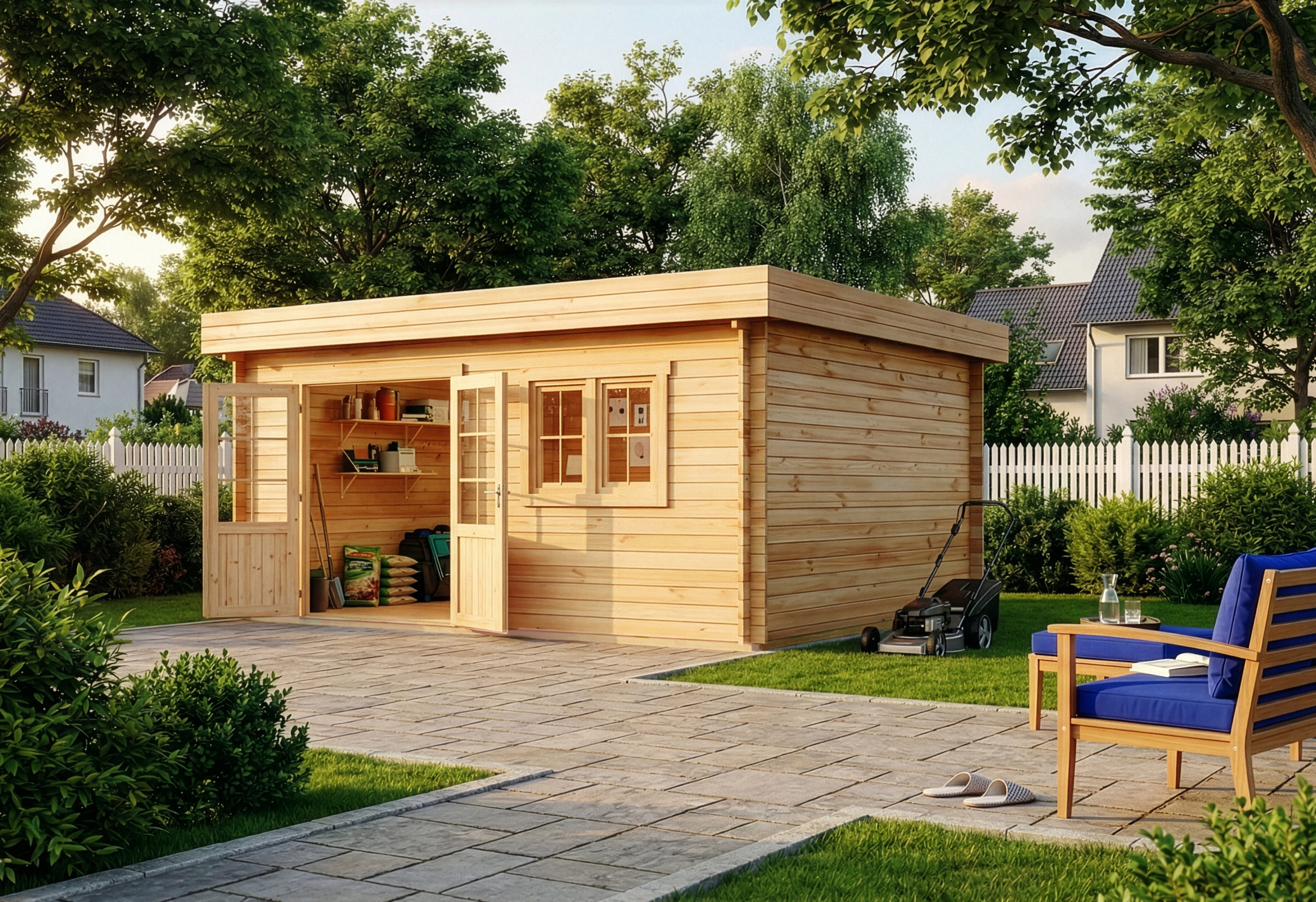 Alpholz Gartenhaus Holz Spree B, BxT: 520x420 cm, in Naturbelassen mit 28mm Wandstärke