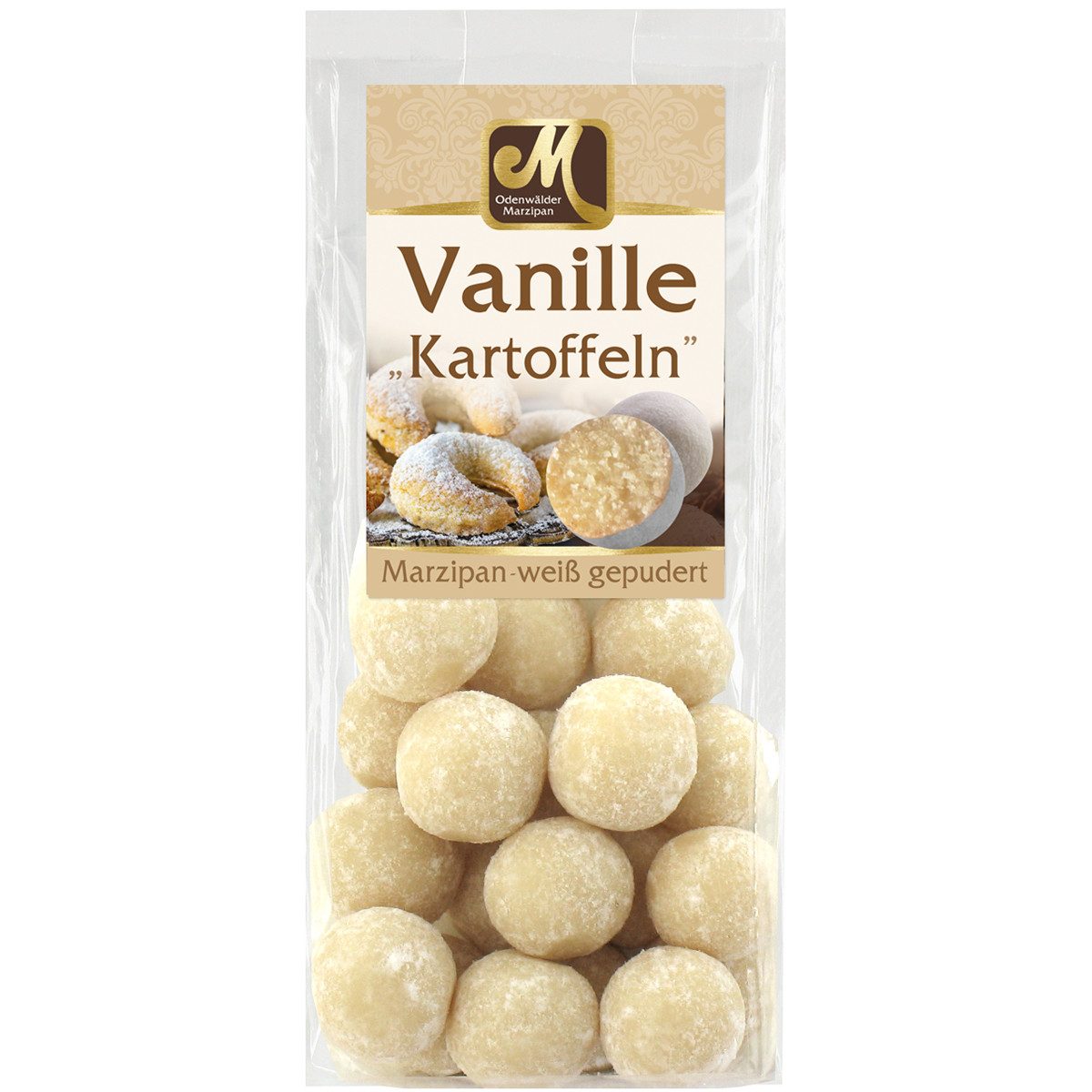 Odenwälder Marzipankonditorei Süßigkeit, Odenwälder Vanille Marzipan Kartoffeln Marzipan weiß gepudert 150g