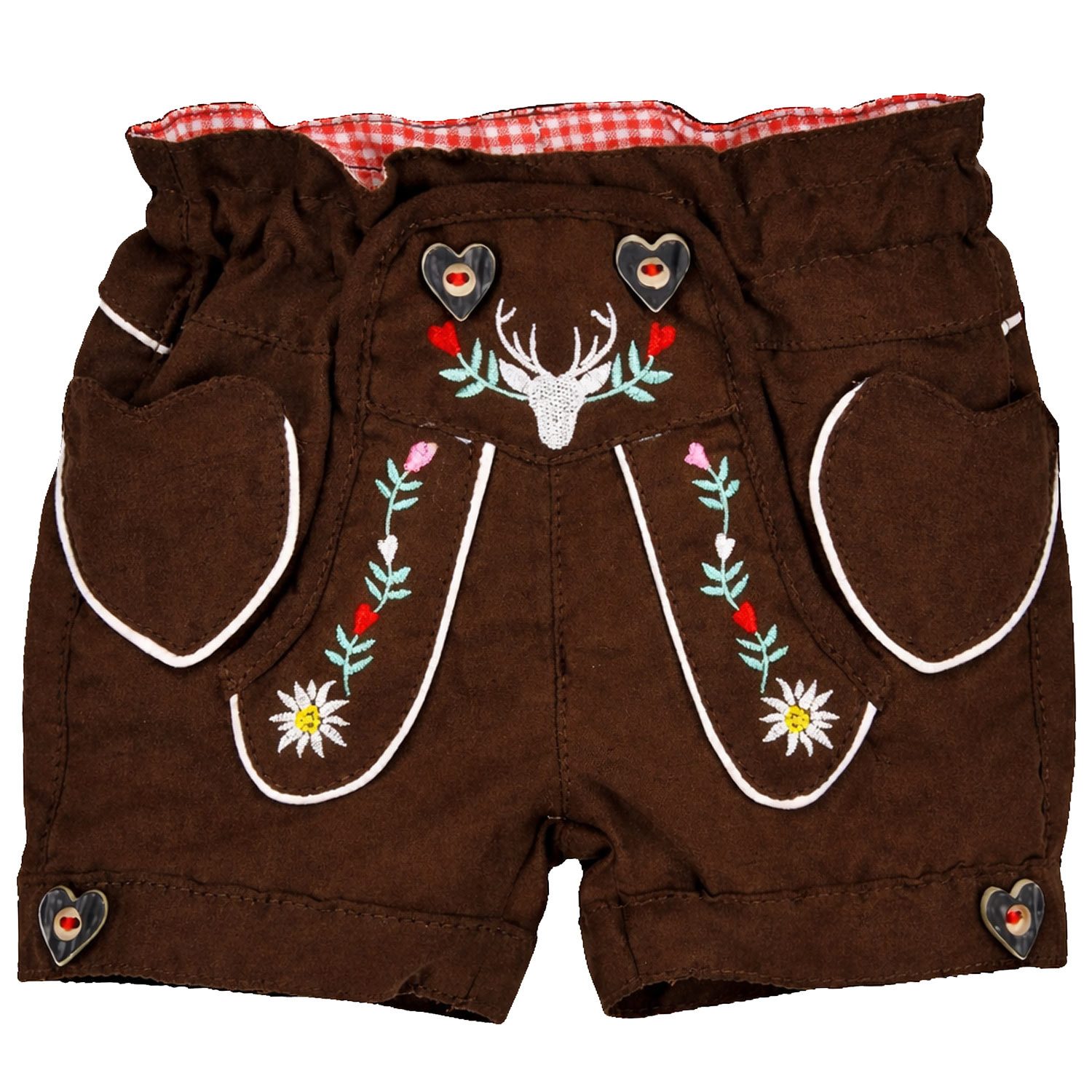 BONDI Trachtenlederhose Mädchen Kunstleder Shorts Hose 'Hirsch' 86855, Br