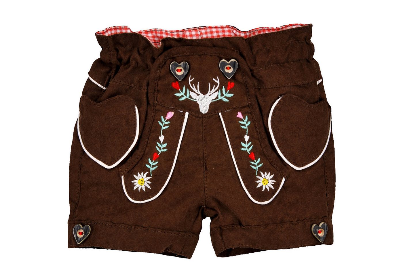 BONDI Trachtenlederhose Mädchen Kunstleder Shorts Hose 'Hirsch' 86855, Br