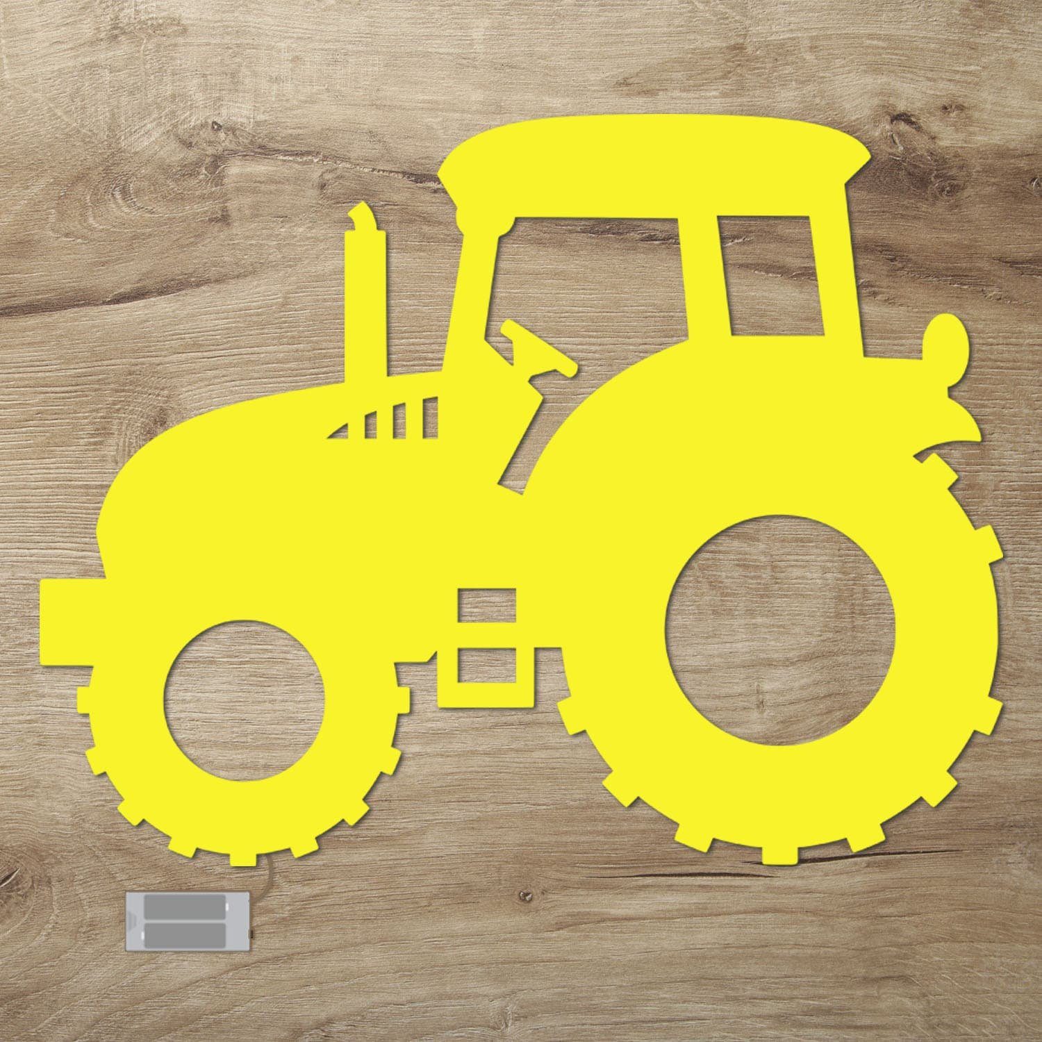 Namofactur LED Dekolicht LED Holz Traktor Deko Kinderzimmer, Ohne Zugschalter, LED fest integriert, Warmweiß Gelb
