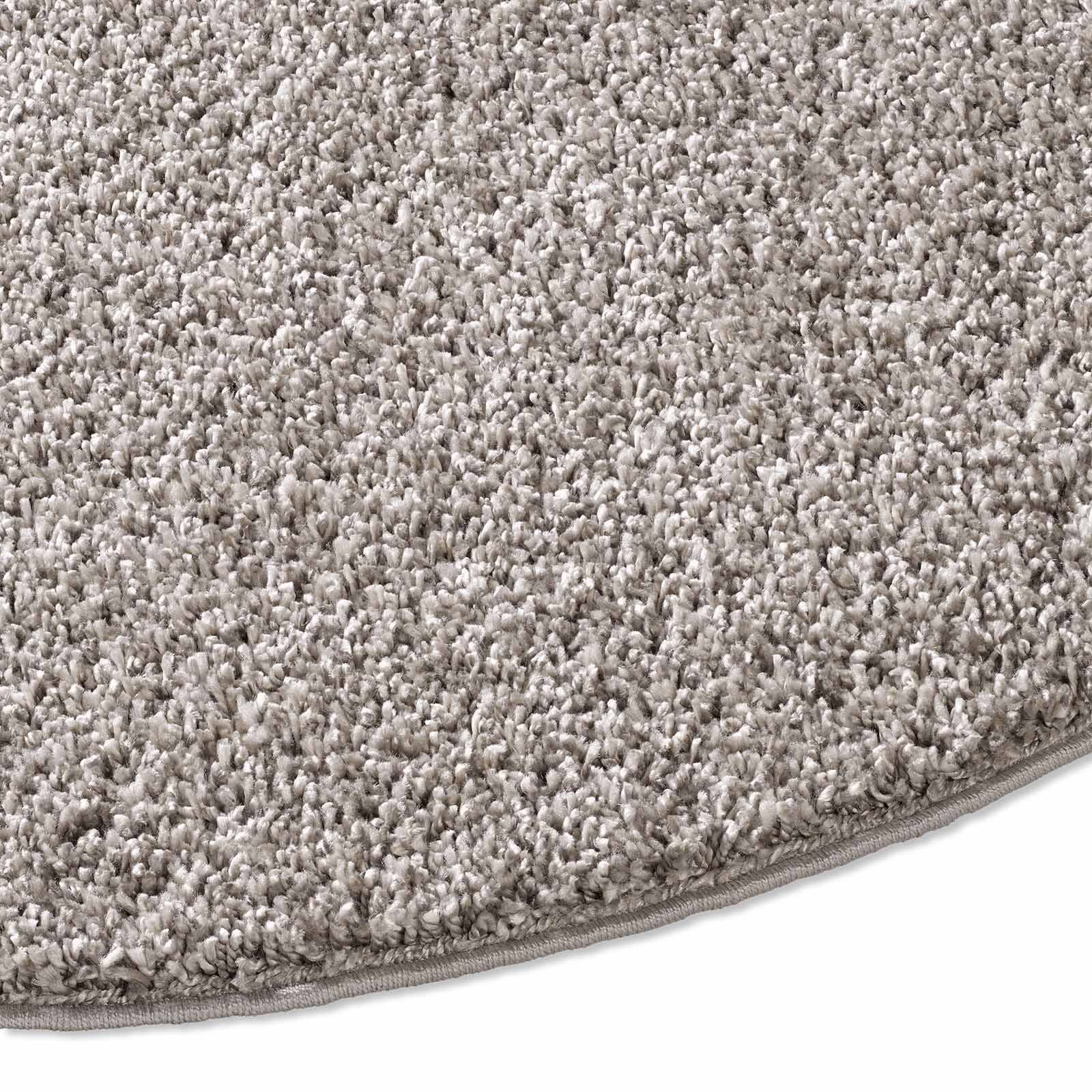 TaraCarpet Langflor-Teppich Venezia Shaggy, rund, Höhe: 35 mm, Hochflor Shaggy Uni Grau Wohnzimmer Schlafzimmer 080x080 cm