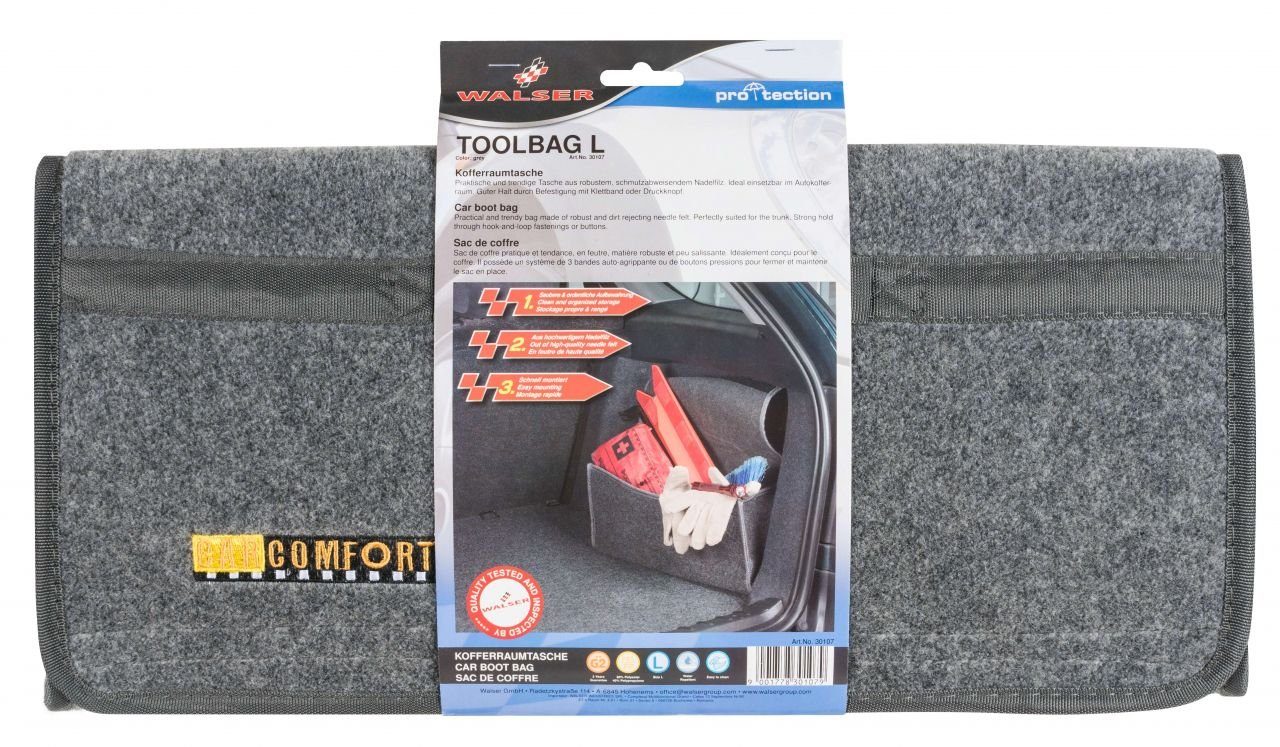 WALSER LED Schrankinnenraumbeleuchtung Walser Toolbag Kofferraumtasche Größe L grau