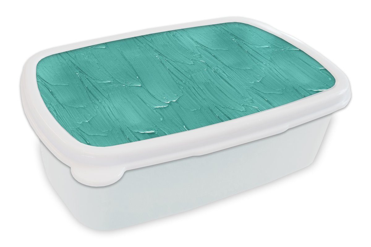 MuchoWow Lunchbox Farbe - Muster - Türkis, Kunststoff, (2-tlg), Brotbox für Kinder und Erwachsene, Brotdose, für Jungs und Mädchen weiß